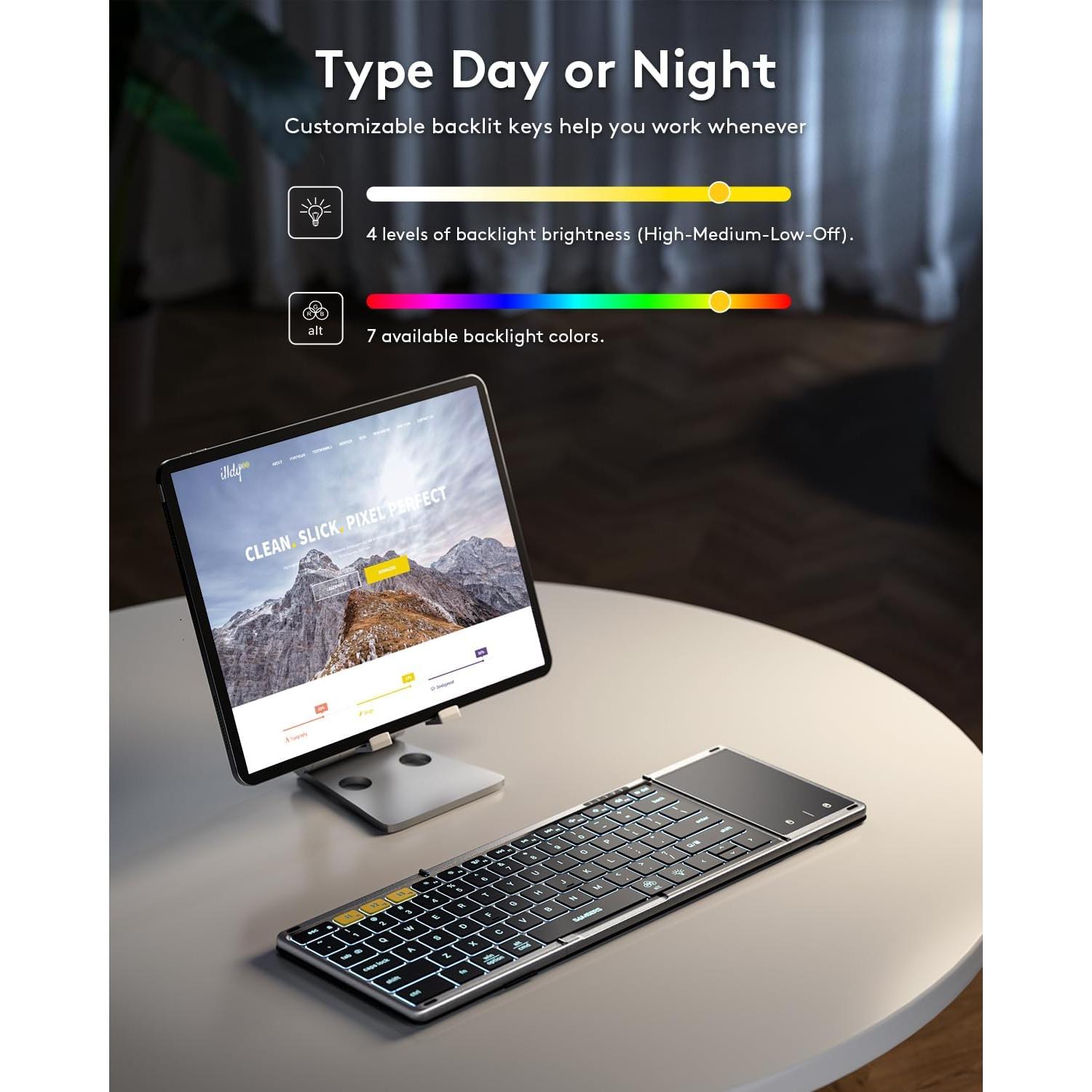 Teclado Bluetooth Plegable Samsers con Touchpad, Gris
