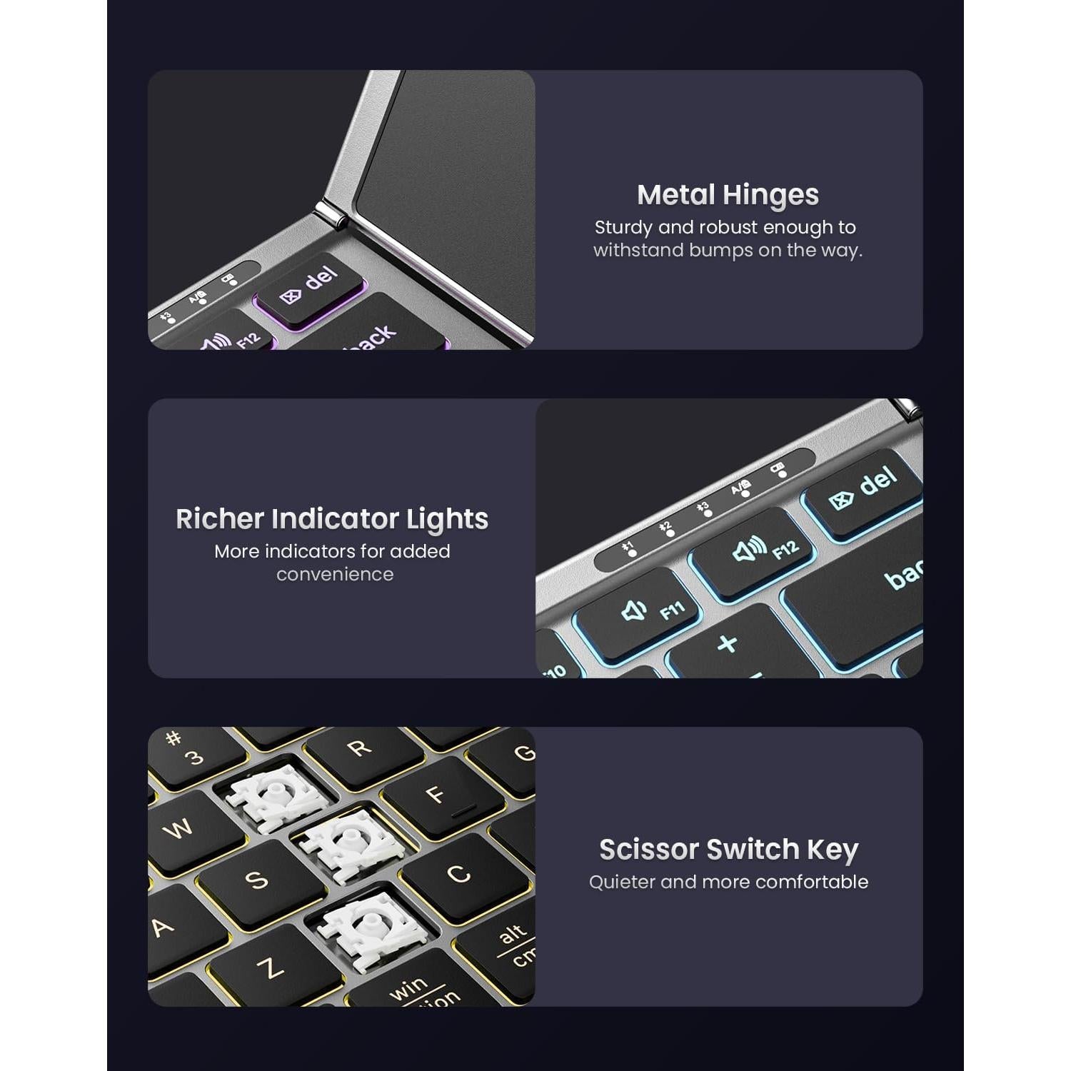 Teclado Bluetooth Plegable Samsers con Touchpad, Gris