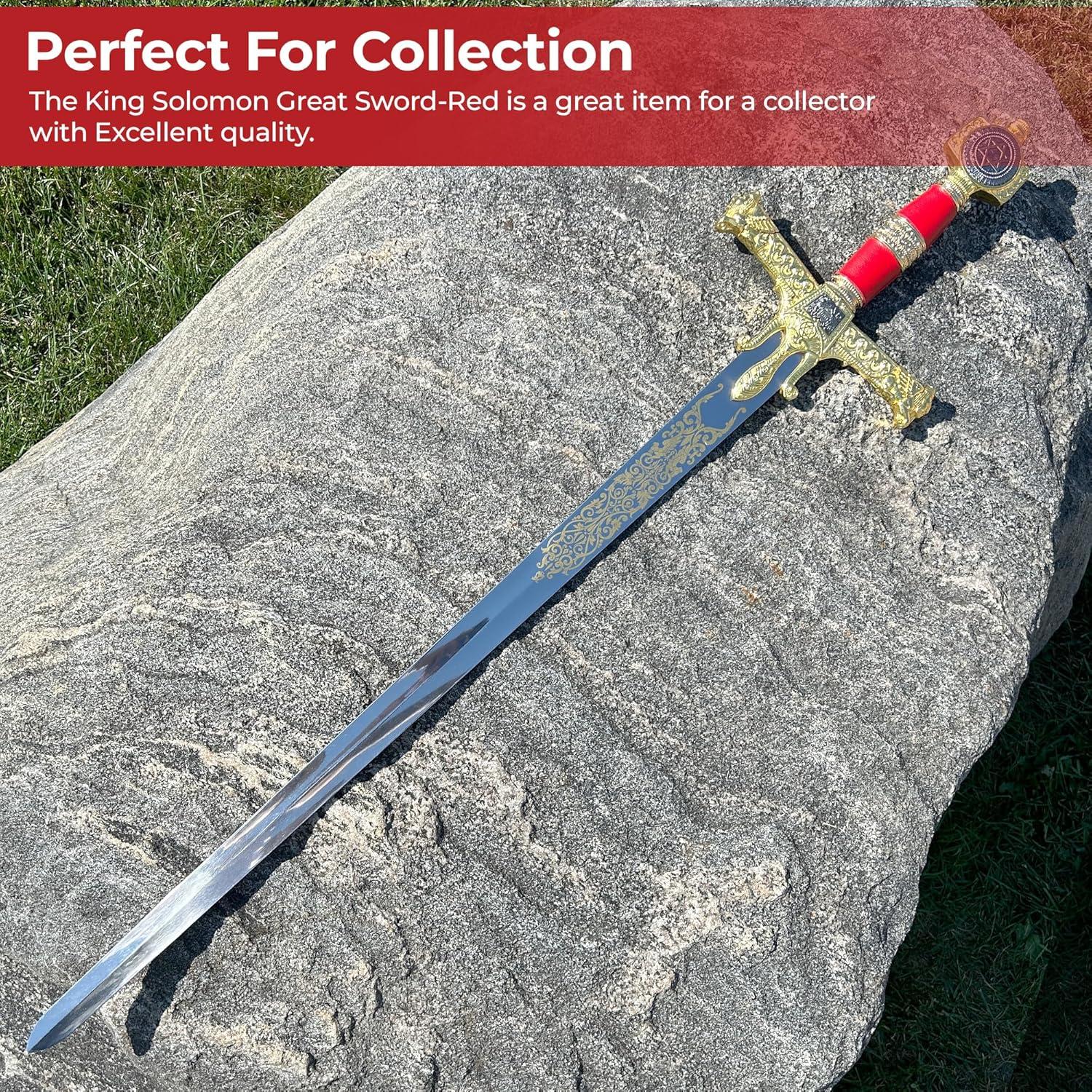 Espada Grande Rey Salomón Roja MedievalDepot 93.98 cm Acero