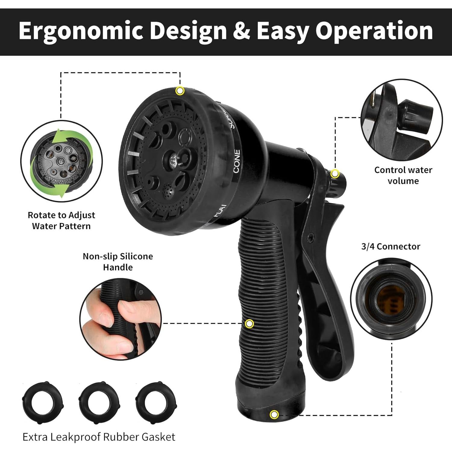 Manguera de Jardín NANGIM 7,62 m Acero Inoxidable 10 Funciones