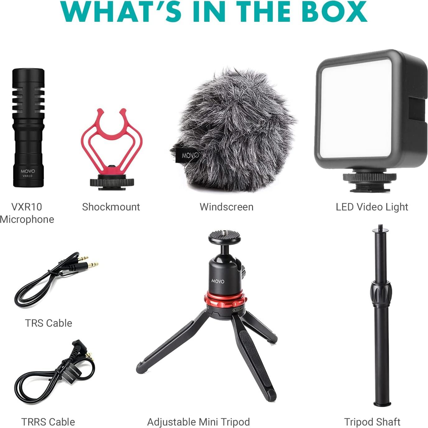 Kit de Video Movo CamSK para DSLR y Sin Espejo - Micrófono, Luz LED y Trípode