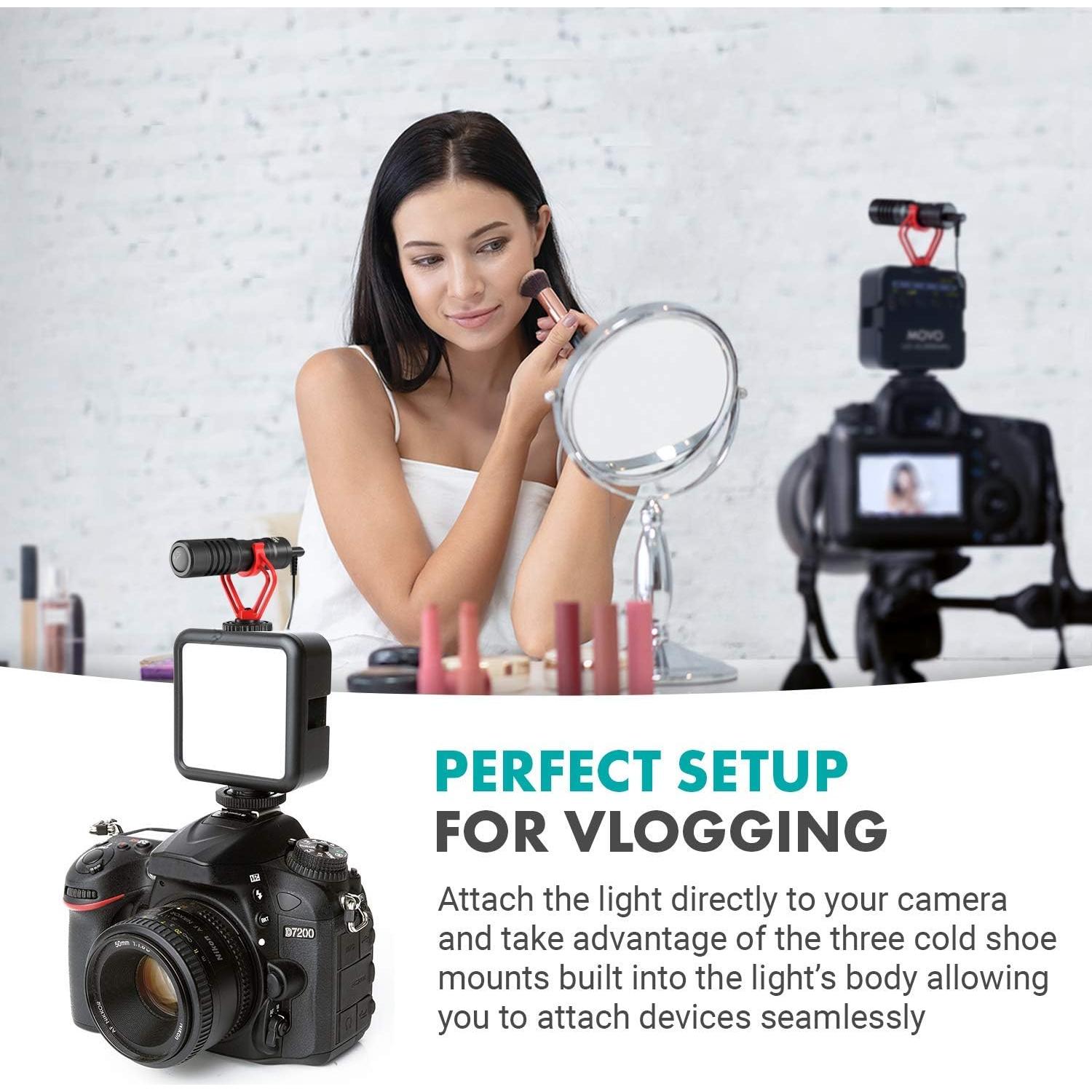 Kit de Video Movo CamSK para DSLR y Sin Espejo - Micrófono, Luz LED y Trípode