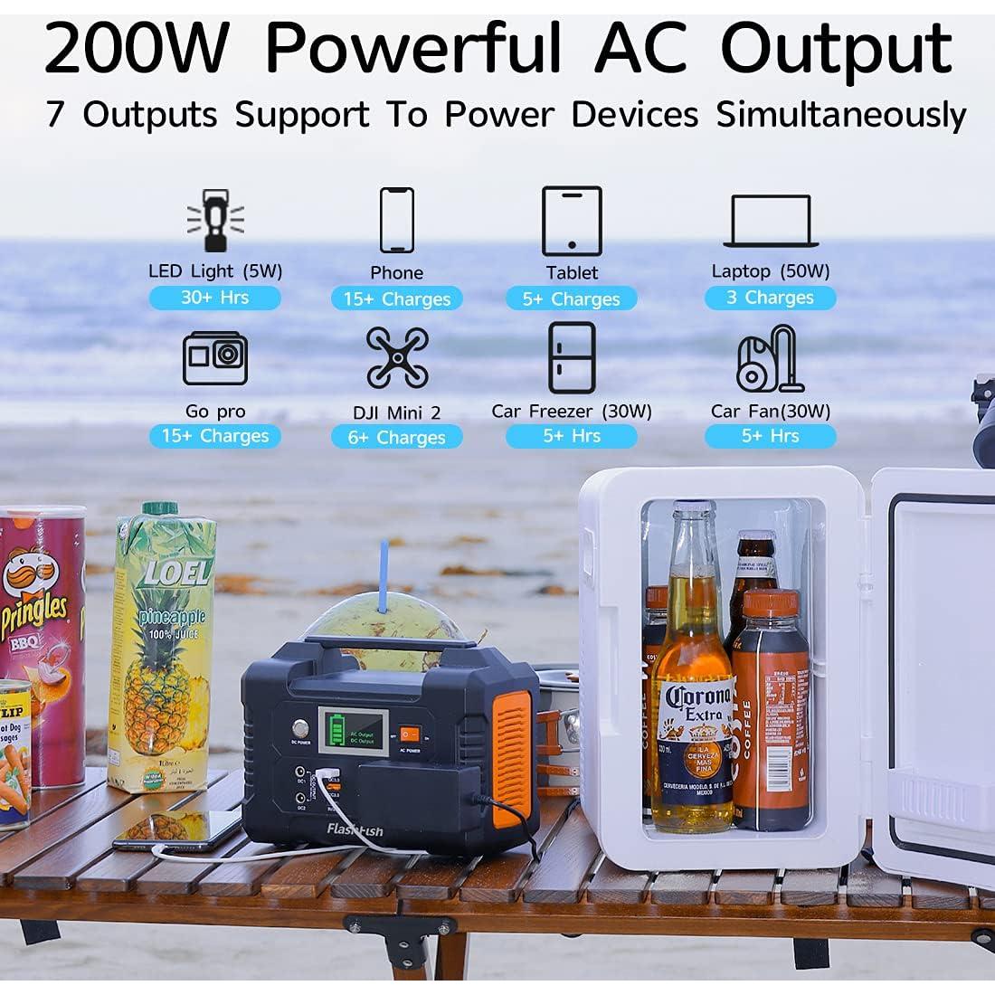 Generador Solar Portátil FlashFish E200 151Wh 200W AC/DC