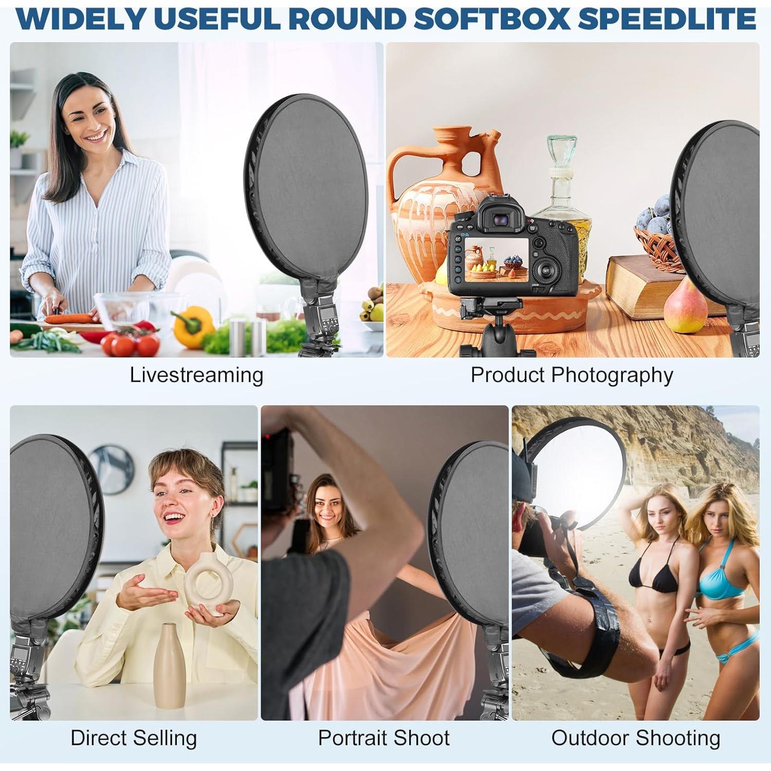 Softbox Redondo Suave 40 cm Pilipane para Speedlite - Difusor de Luz