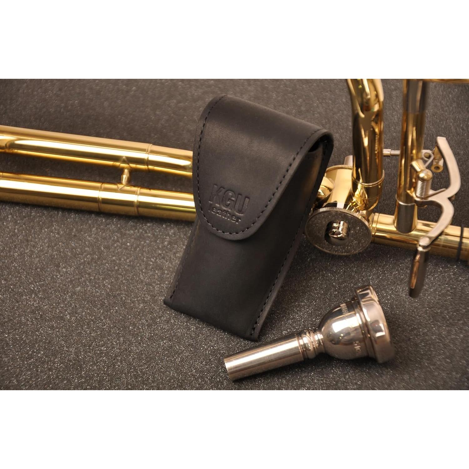 Funda para boquilla de trombón KGUBrass Cuero Crazy Horse Negro