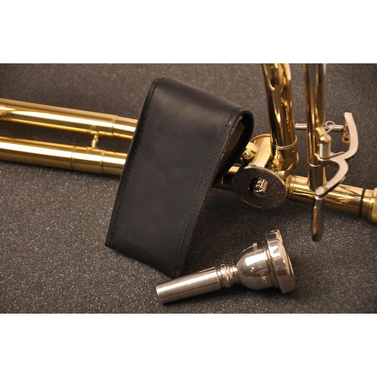 Funda para boquilla de trombón KGUBrass Cuero Crazy Horse Negro