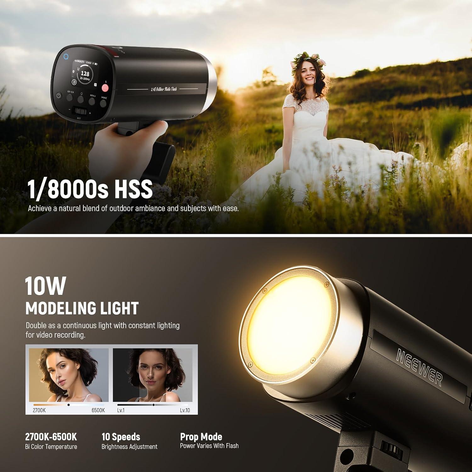 Kit de Luz de Video LED NEEWER AP150C 150W RGB con Flash Q200