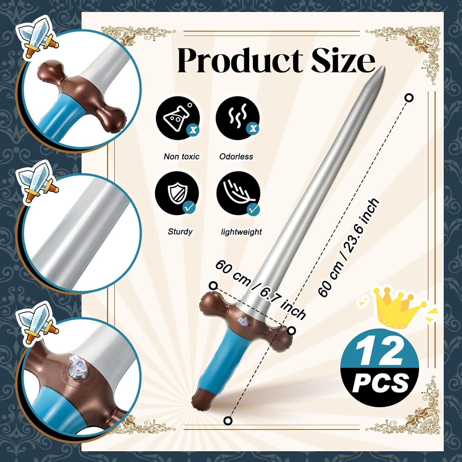 Outus 12 Pcs Inflatable Swords Inflatable Pirates Sword Pirate Party Favors for Theme Birthday Swimming Pool Party Cosplay Halloween Costume Accessories Stage Props, 24 Inch