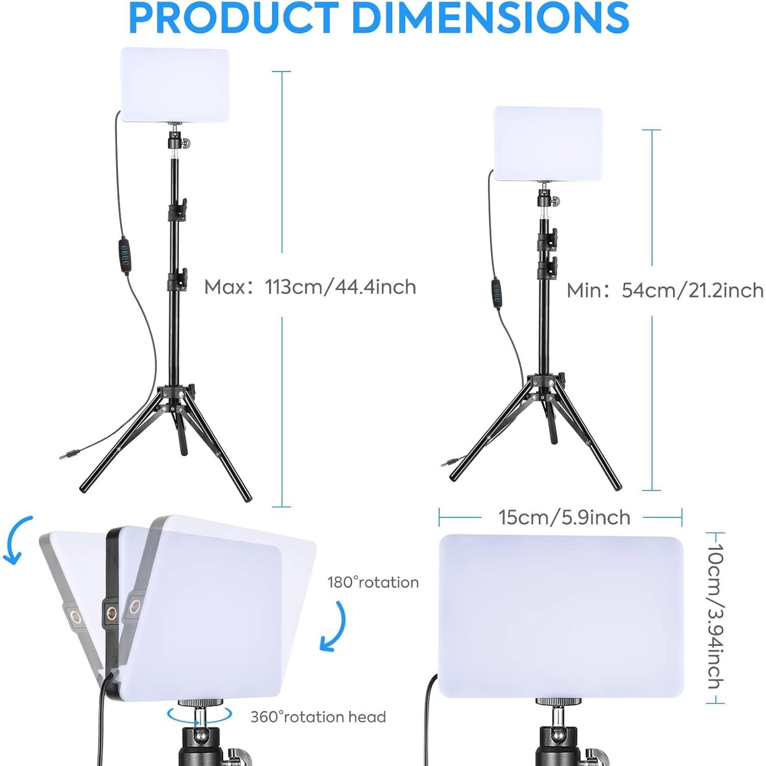 Kit de Luz de Video LED SEDGEWIN 2 Piezas 6500K USB con Trípode