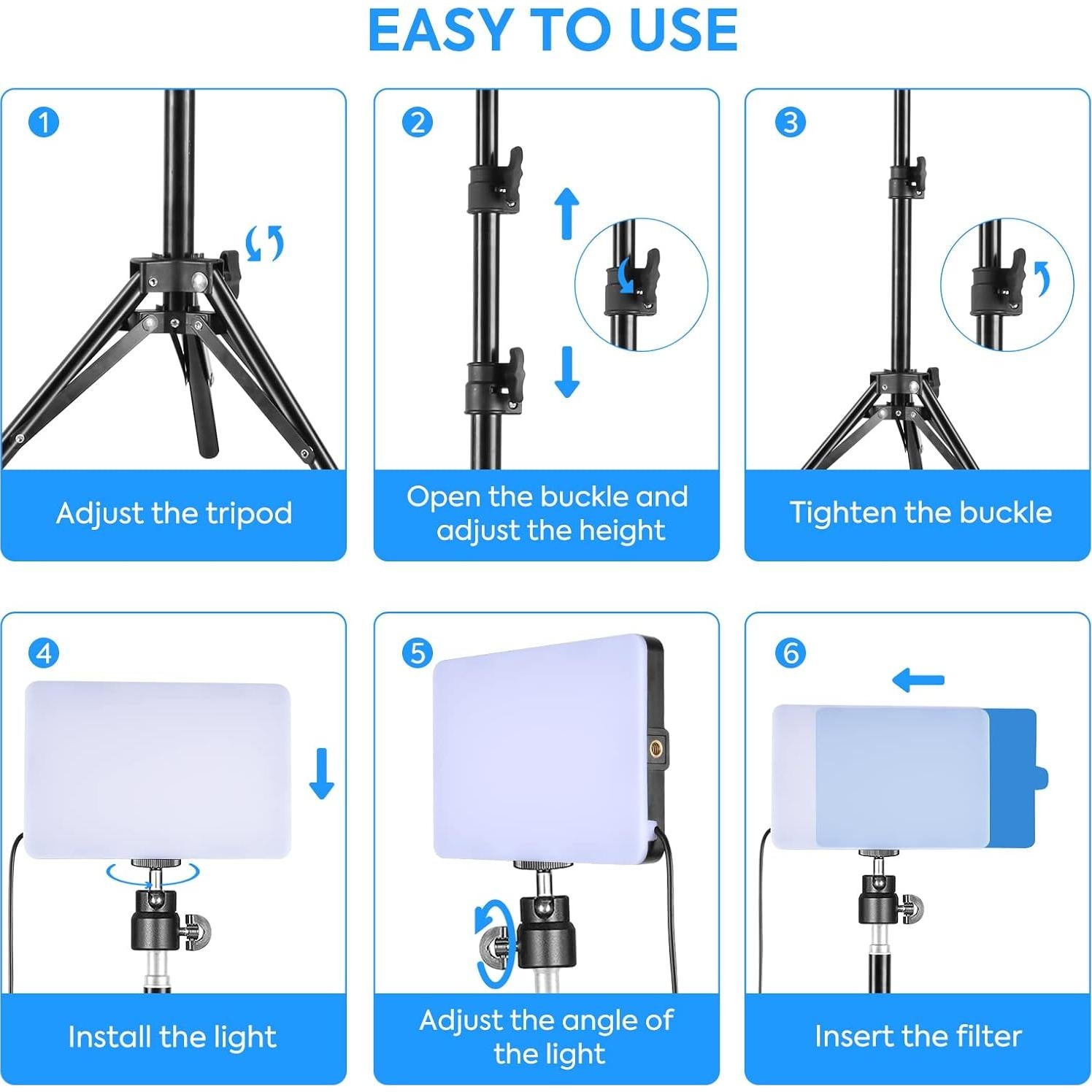 Kit de Luz de Video LED SEDGEWIN 2 Piezas 6500K USB con Trípode