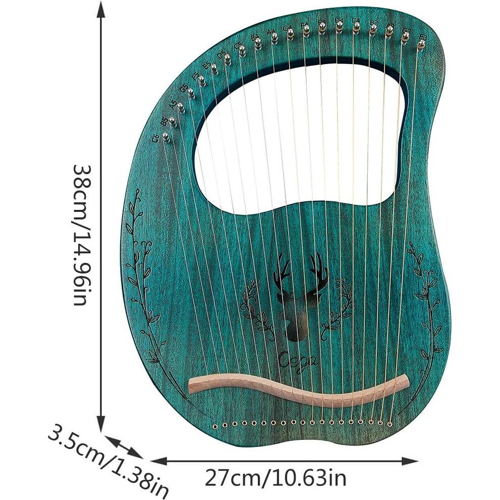 Arpa de Lira Aogbra 19 Cuerdas de Acero Verde con Bolsa