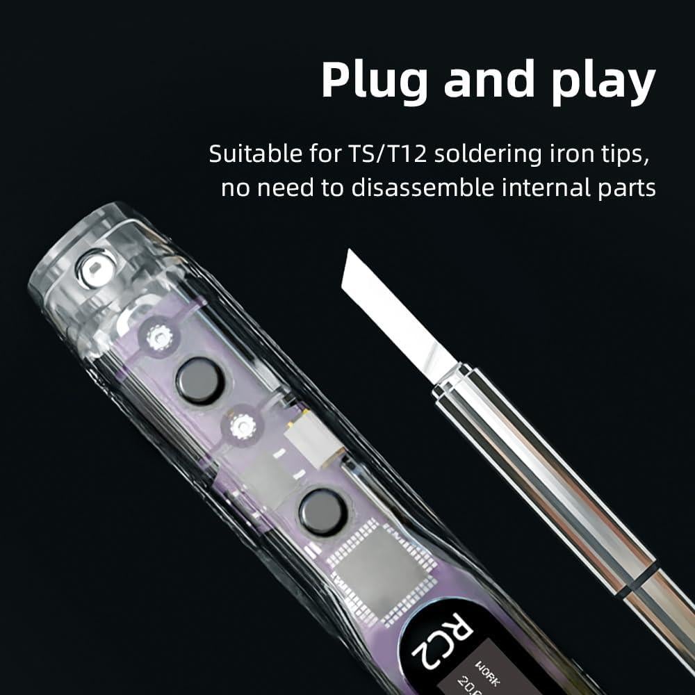 HGLRC Soldador RC2 65W 24V Portátil con Pantalla OLED