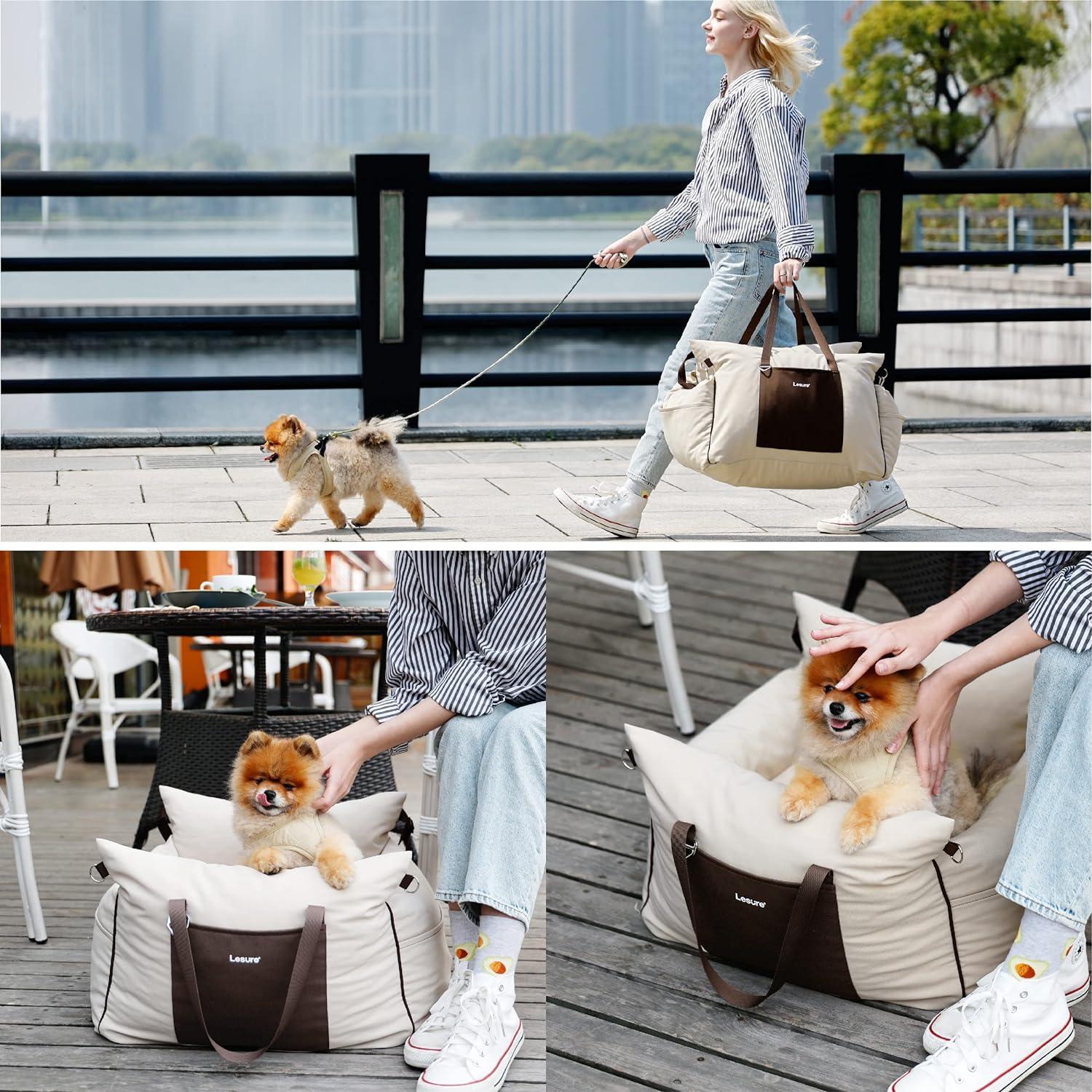 Asiento Elevador para Perros Lesure Beige - Impermeable y Acolchado