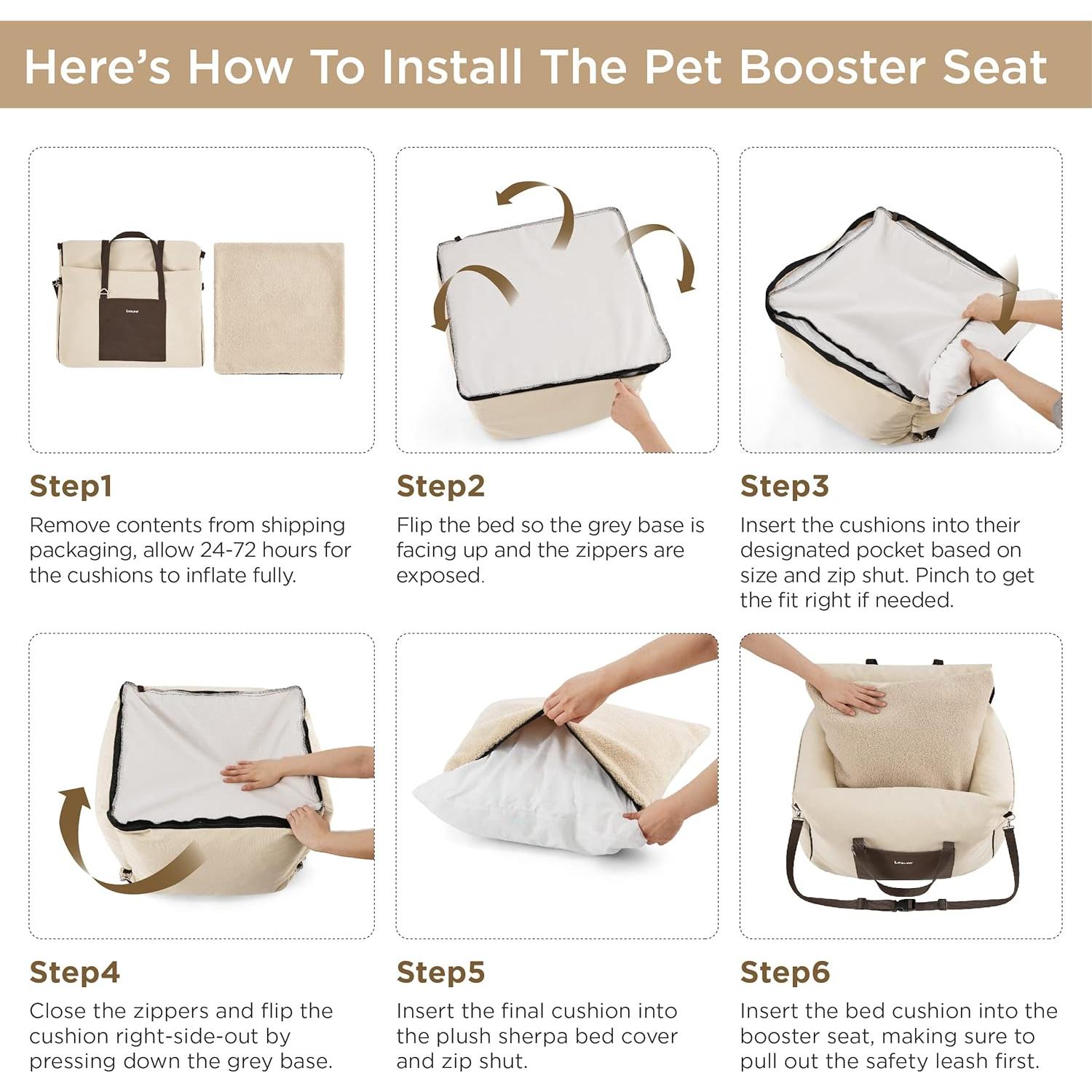 Asiento Elevador para Perros Lesure Beige - Impermeable y Acolchado