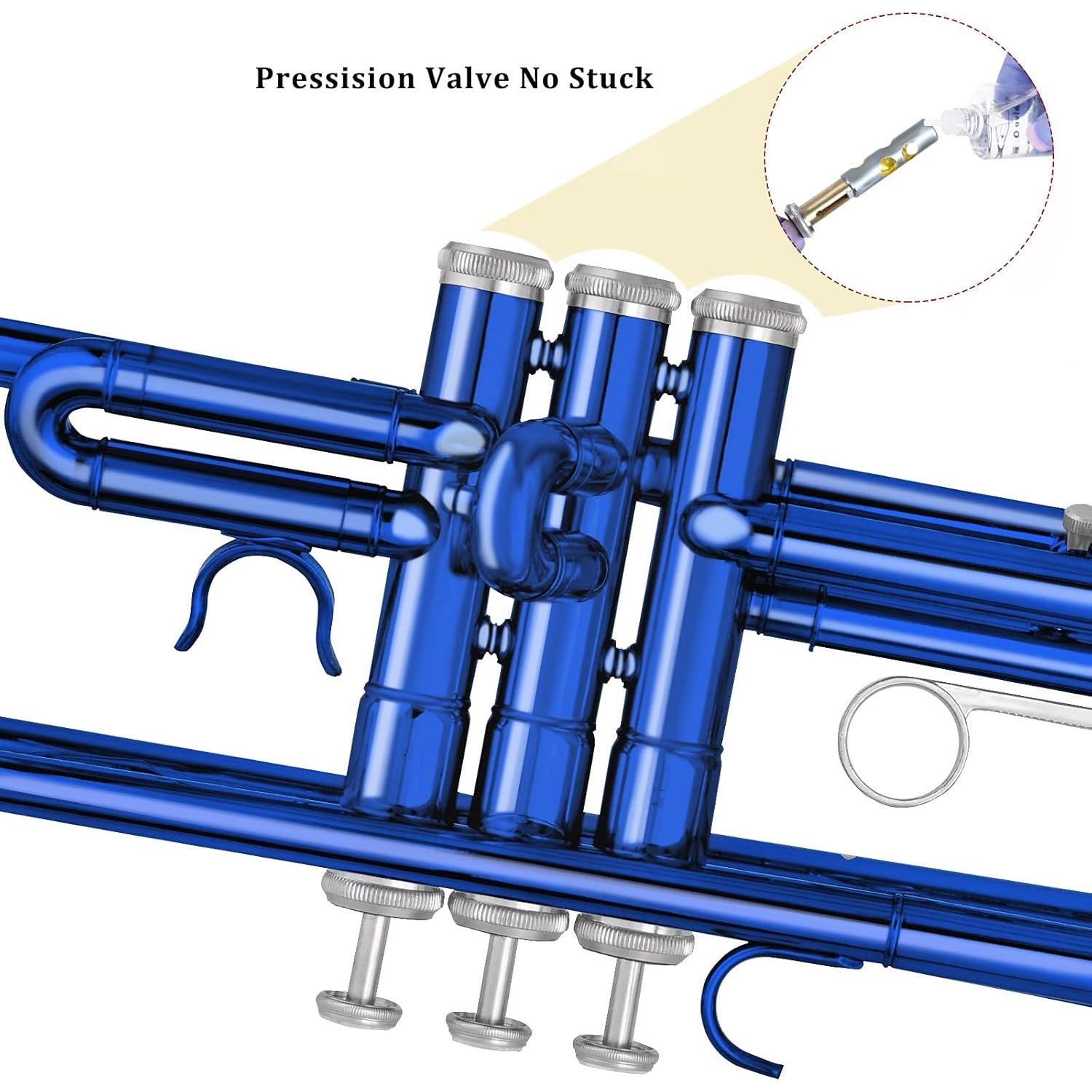 Trompeta Bb EastRock con Funda y Kit de Limpieza Azul