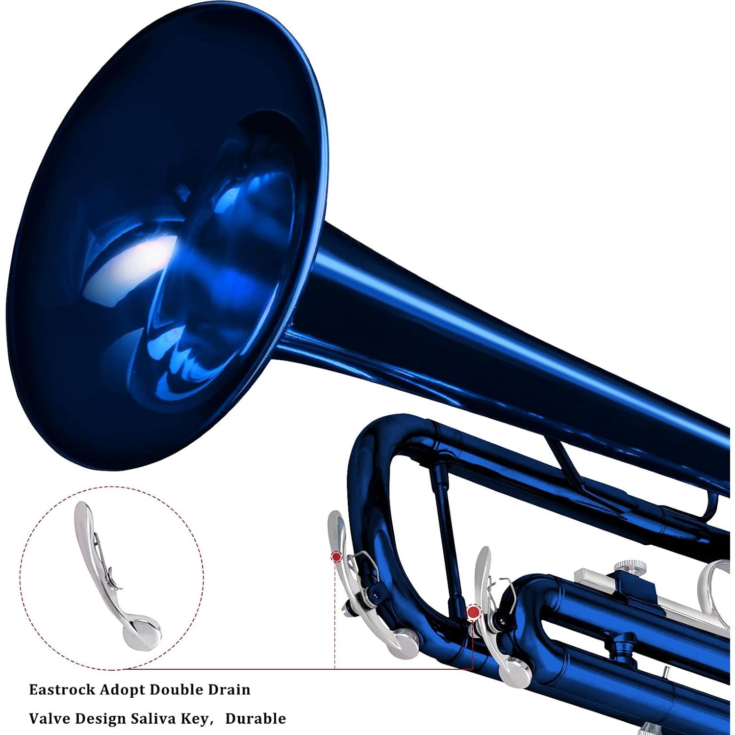 Trompeta Bb EastRock con Funda y Kit de Limpieza Azul