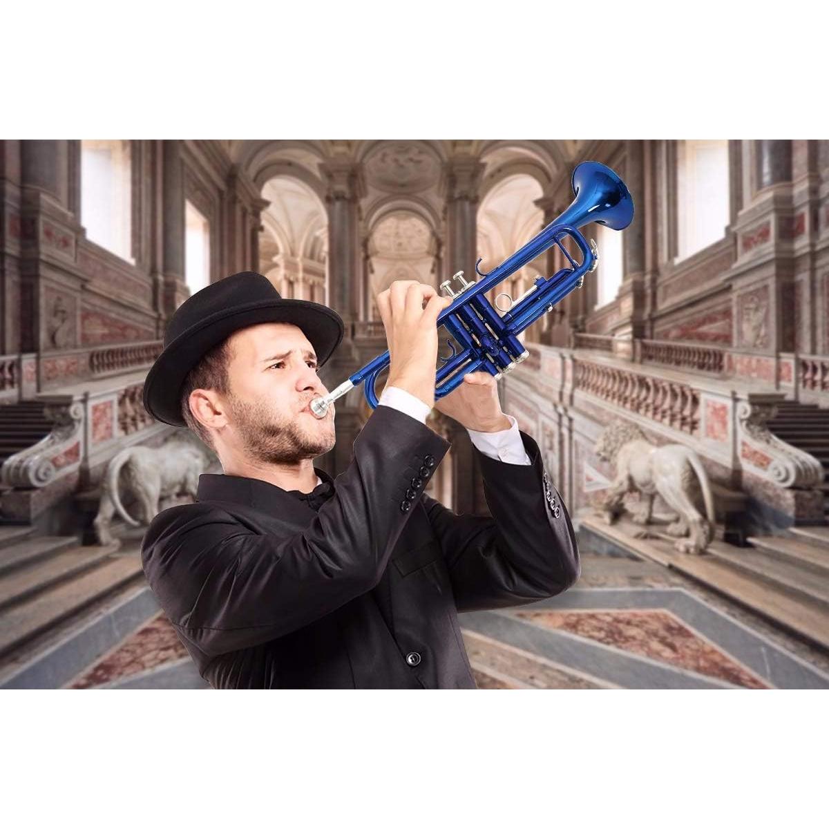 Trompeta Bb EastRock con Funda y Kit de Limpieza Azul