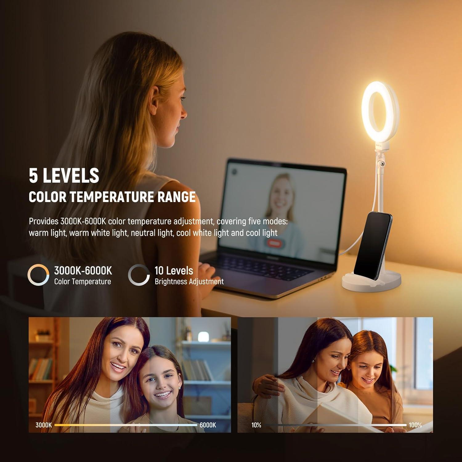 Luz de Anillo NEEWER BR60 10W LED Ajustable para Selfie