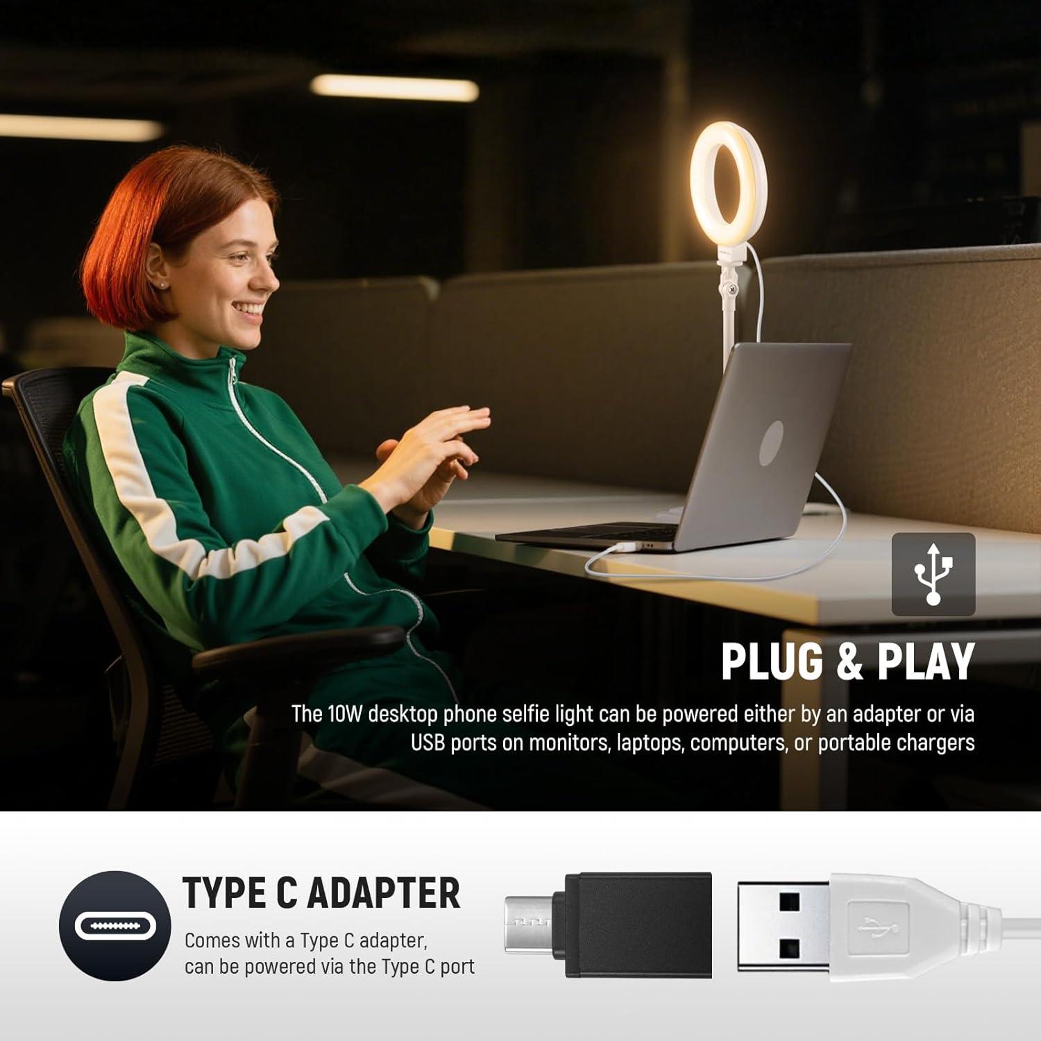 Luz de Anillo NEEWER BR60 10W LED Ajustable para Selfie