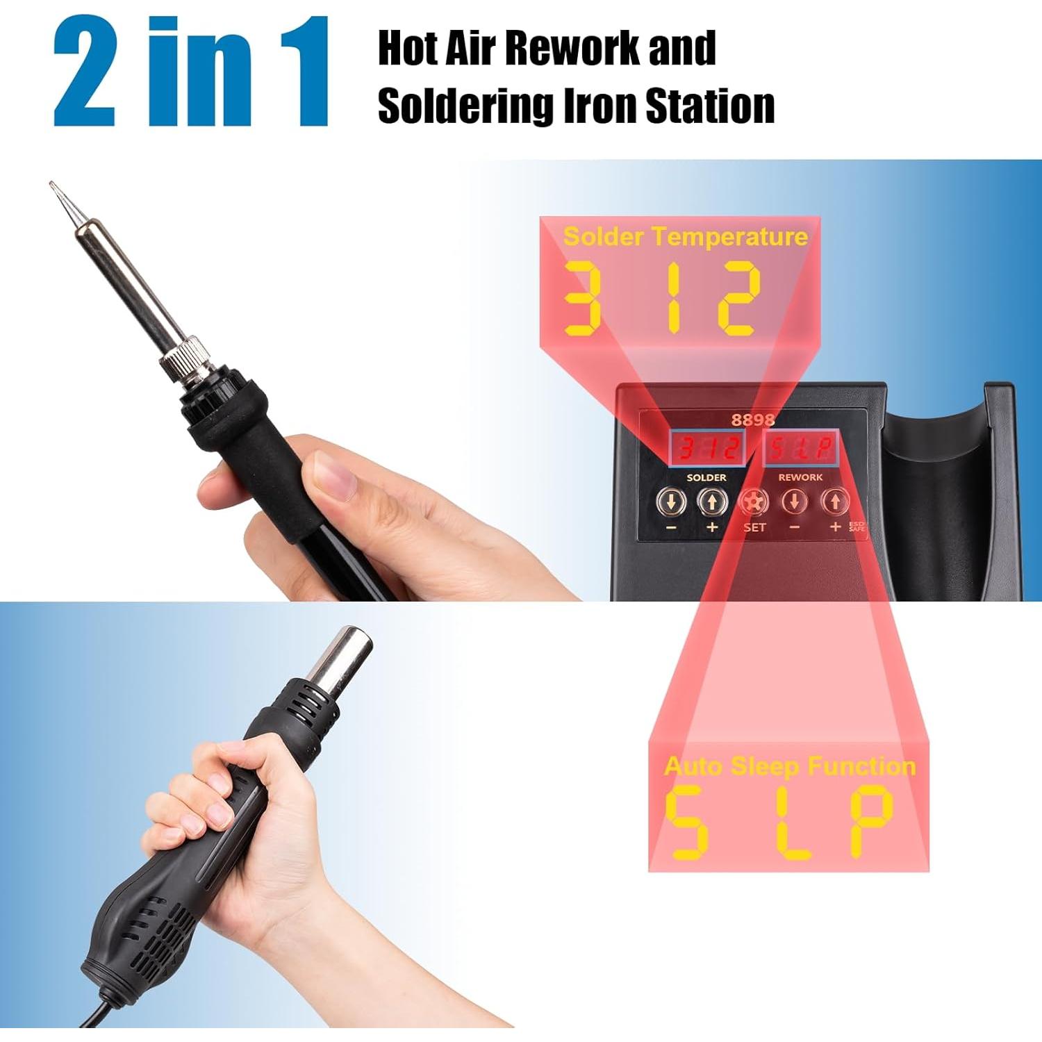 Estación de Soldadura Defabee 8898 2 en 1 Digital 14 Piezas