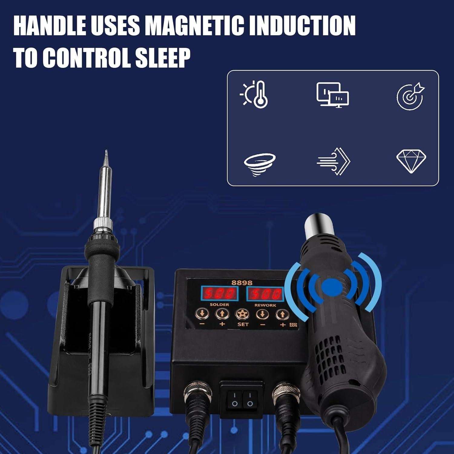 Estación de Soldadura Defabee 8898 2 en 1 Digital 14 Piezas