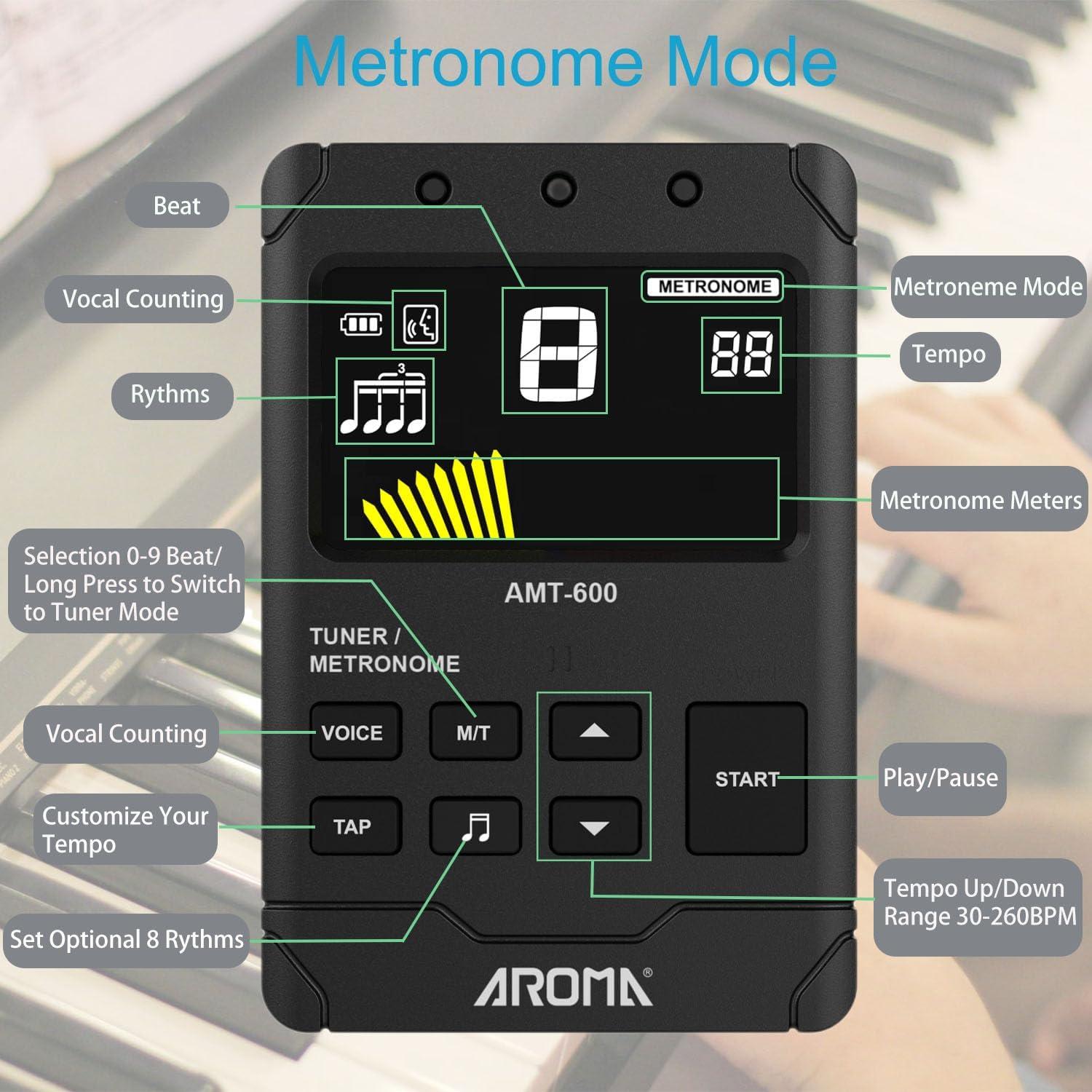 Metrónomo Digital 3 en 1 Afinador Generador de Tonos