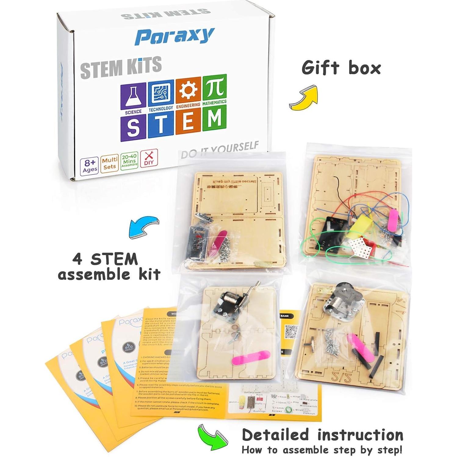 Kit STEM Poraxy 4 en 1 para Niños 8-12 Años