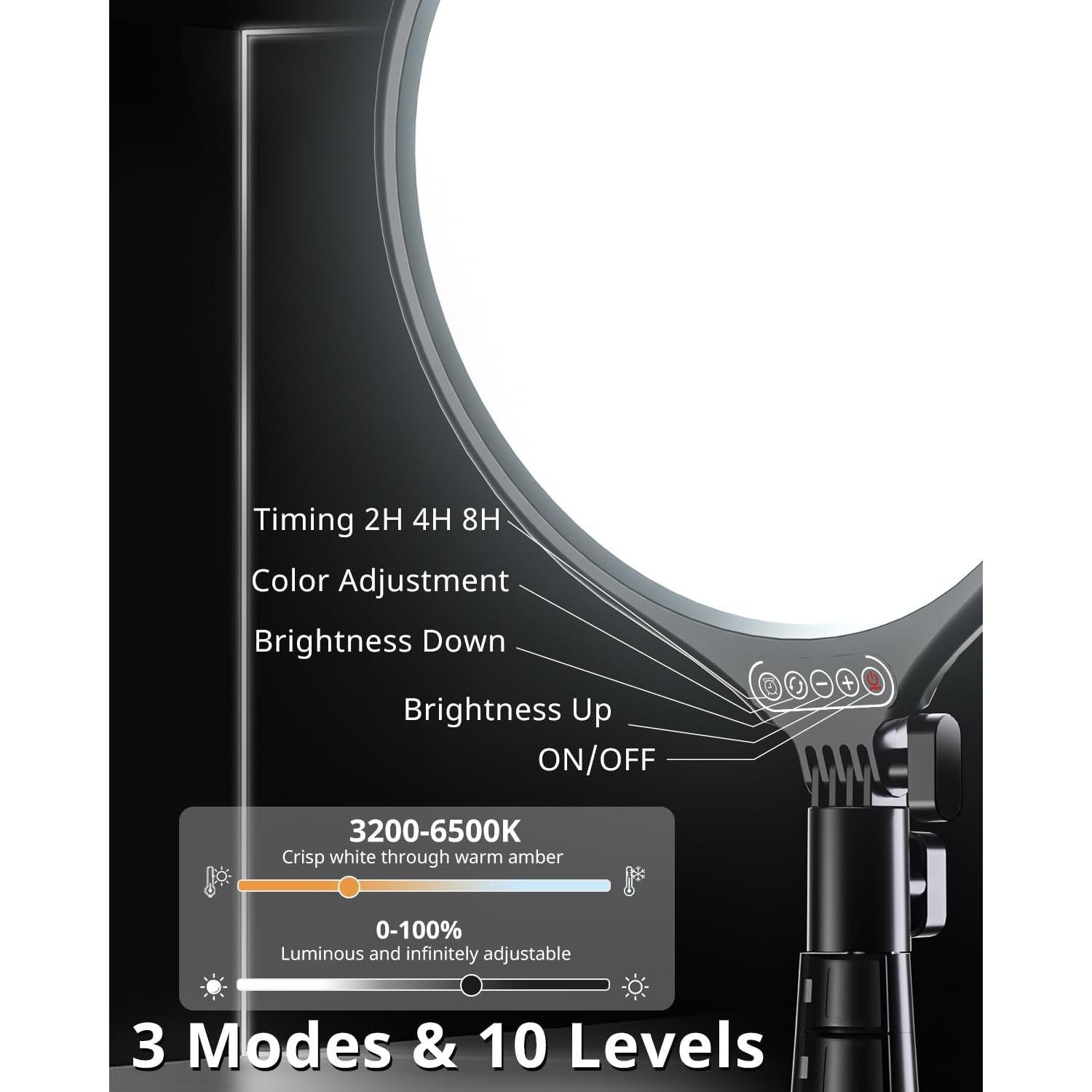 Luz de Anillo UBeesize 25 cm con Trípode 157 cm y Control Remoto