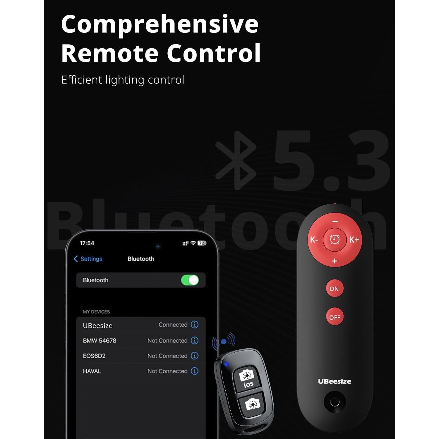 Luz de Anillo UBeesize 25 cm con Trípode 157 cm y Control Remoto