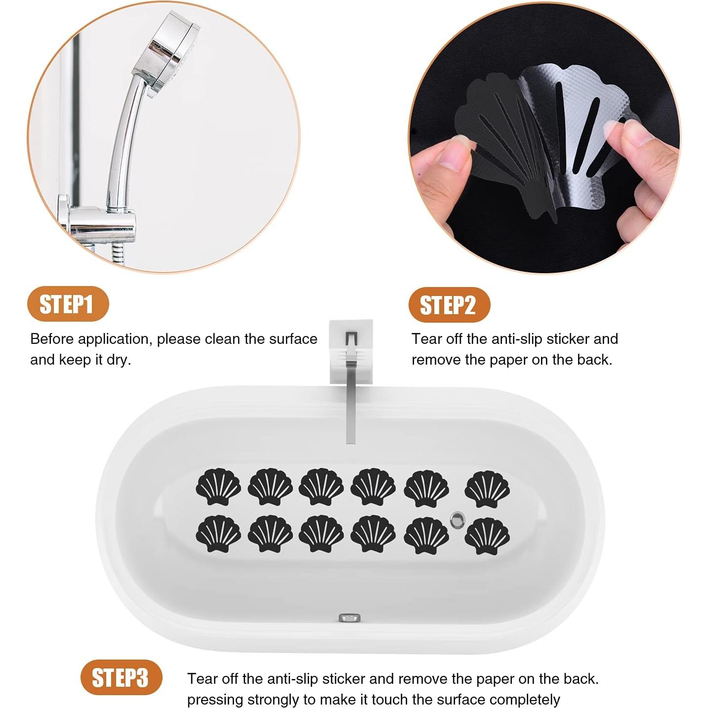 Pegatinas Antideslizantes Secopad para Bañera 24 PCS Negro