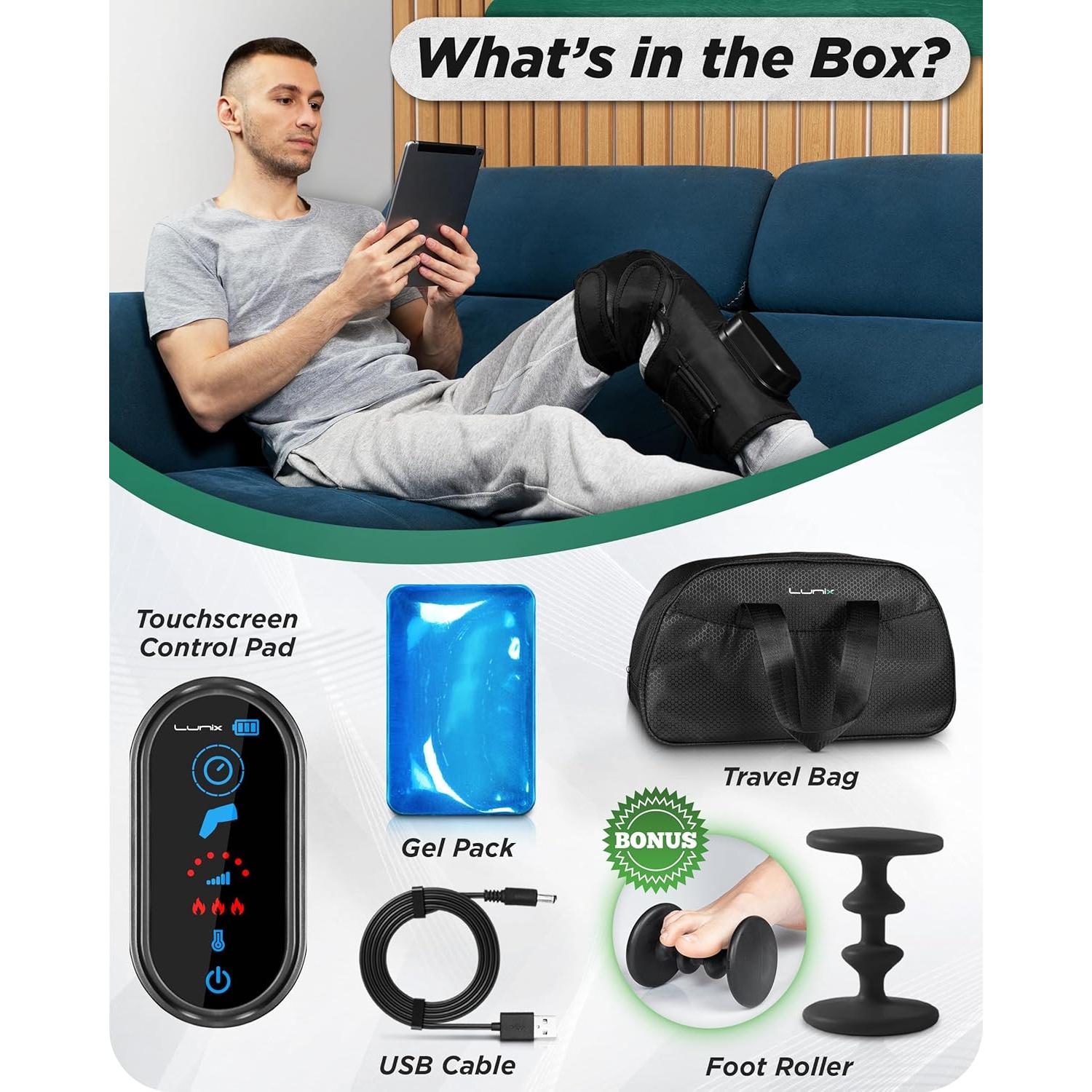 Masajeador de Rodilla Lunix LX4 con Calor y Compresión