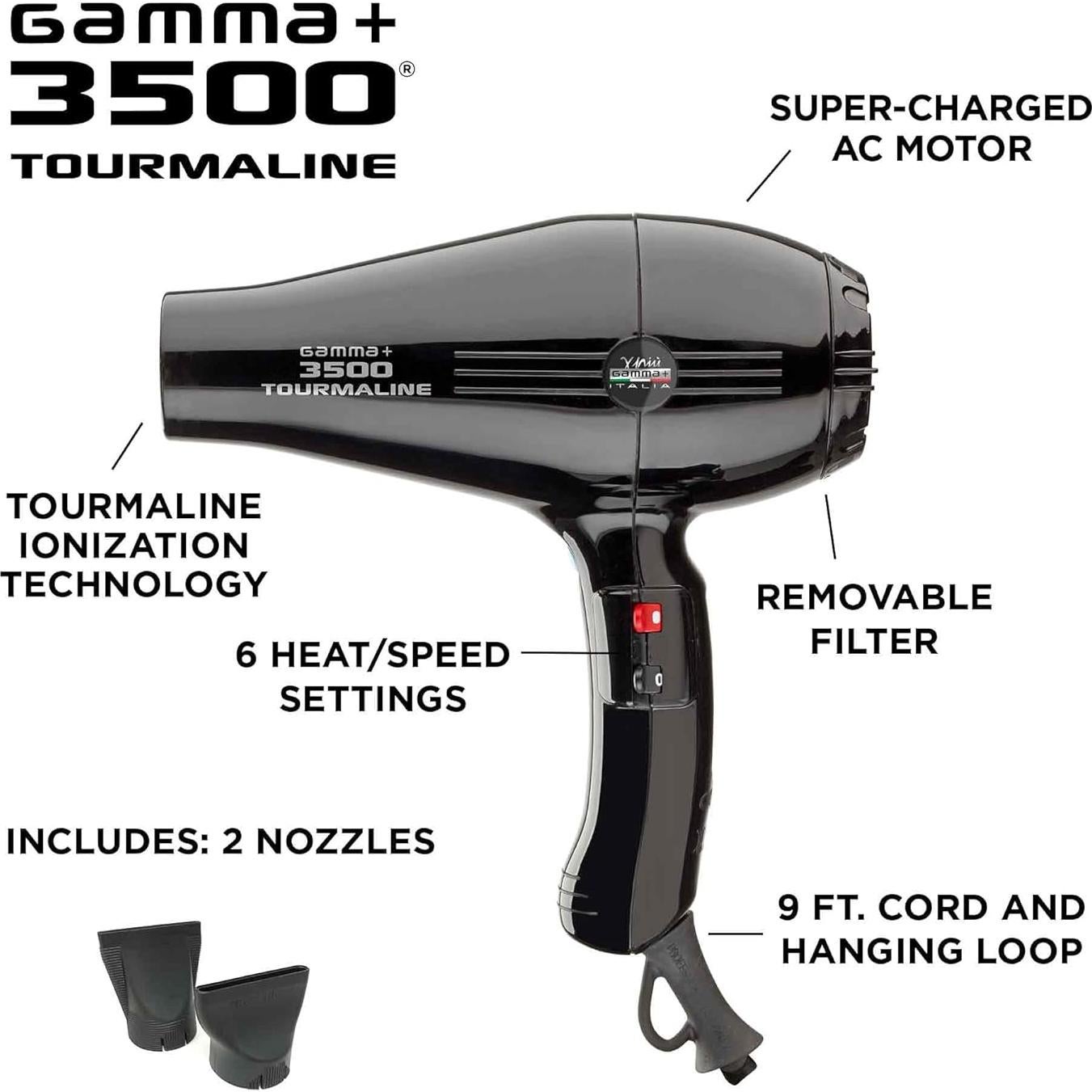 Secador de Pelo Profesional GAMMA+ 3500 Iónico 2000W Negro