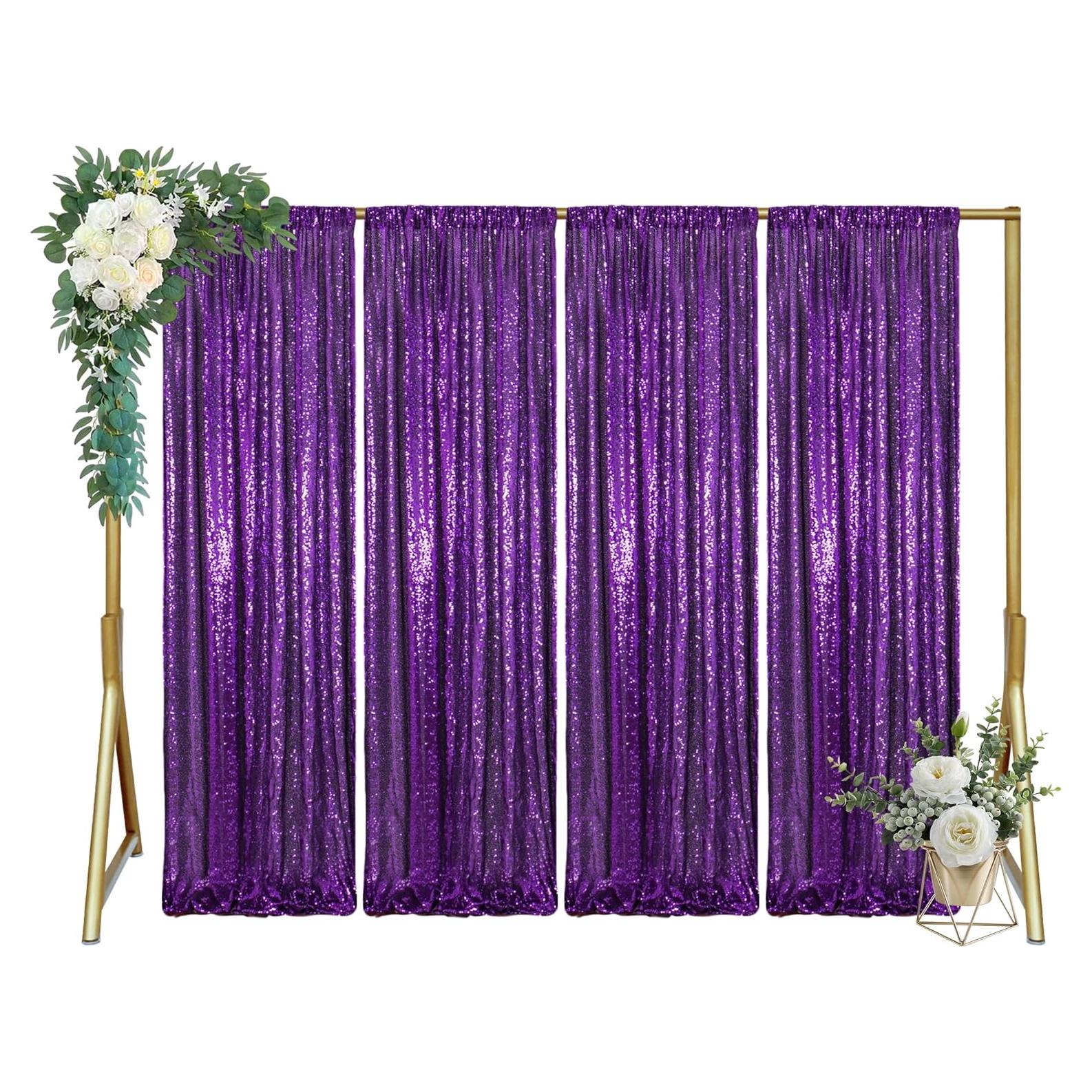 Fondo de Lentejuelas Morado ShinyBeauty 4x3.6m para Eventos