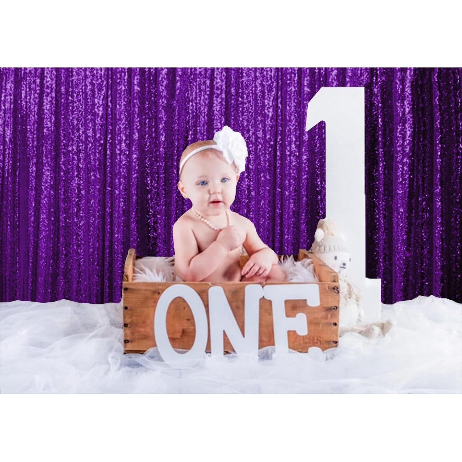 Fondo de Lentejuelas Morado ShinyBeauty 4x3.6m para Eventos