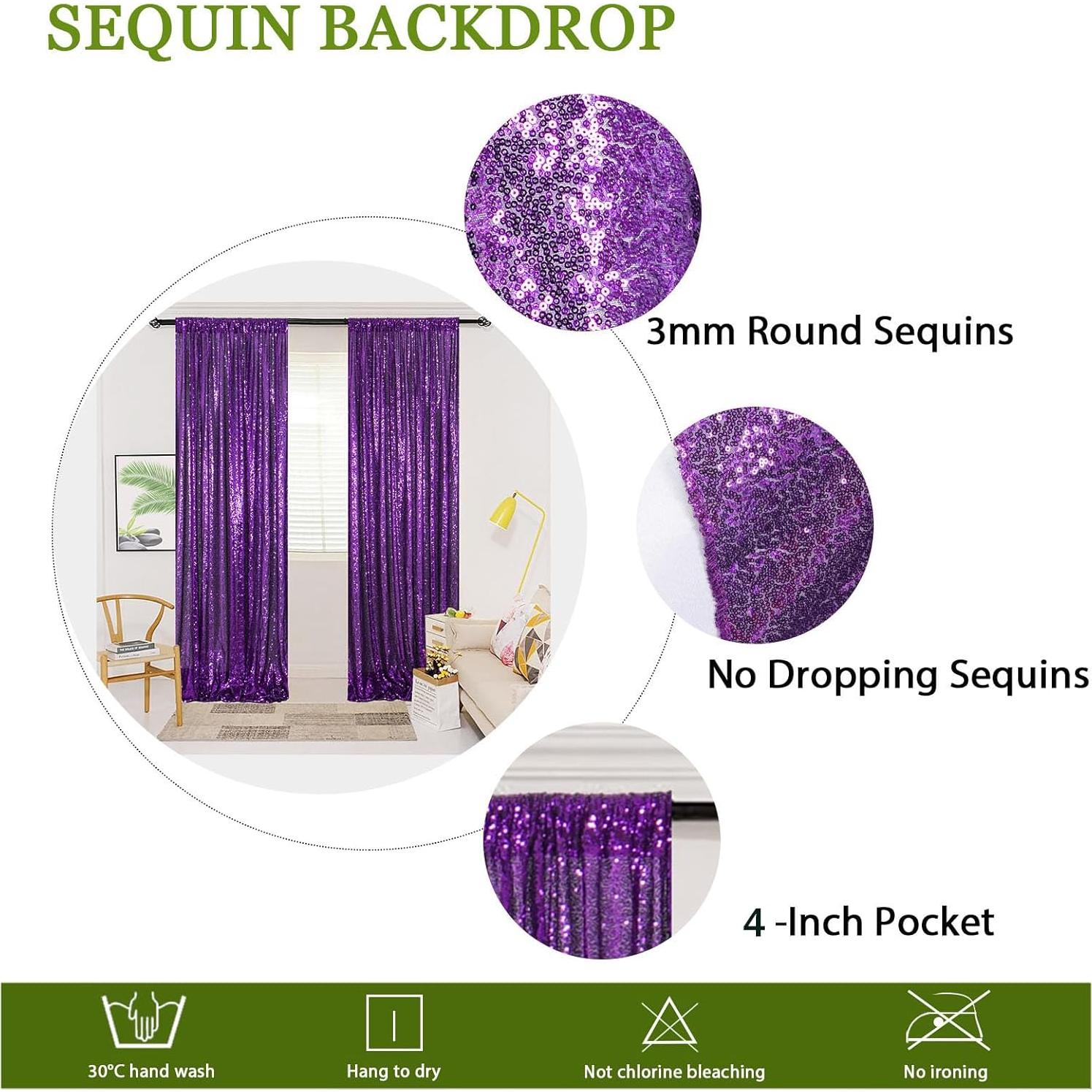 Fondo de Lentejuelas Morado ShinyBeauty 4x3.6m para Eventos