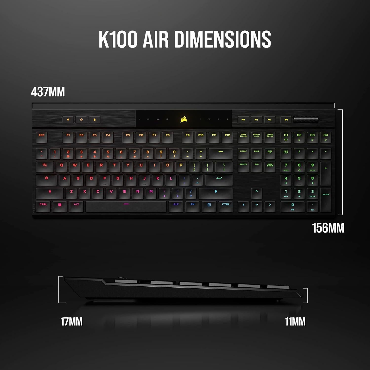 Teclado Mecánico Corsair K100 AIR Inalámbrico RGB - Negro