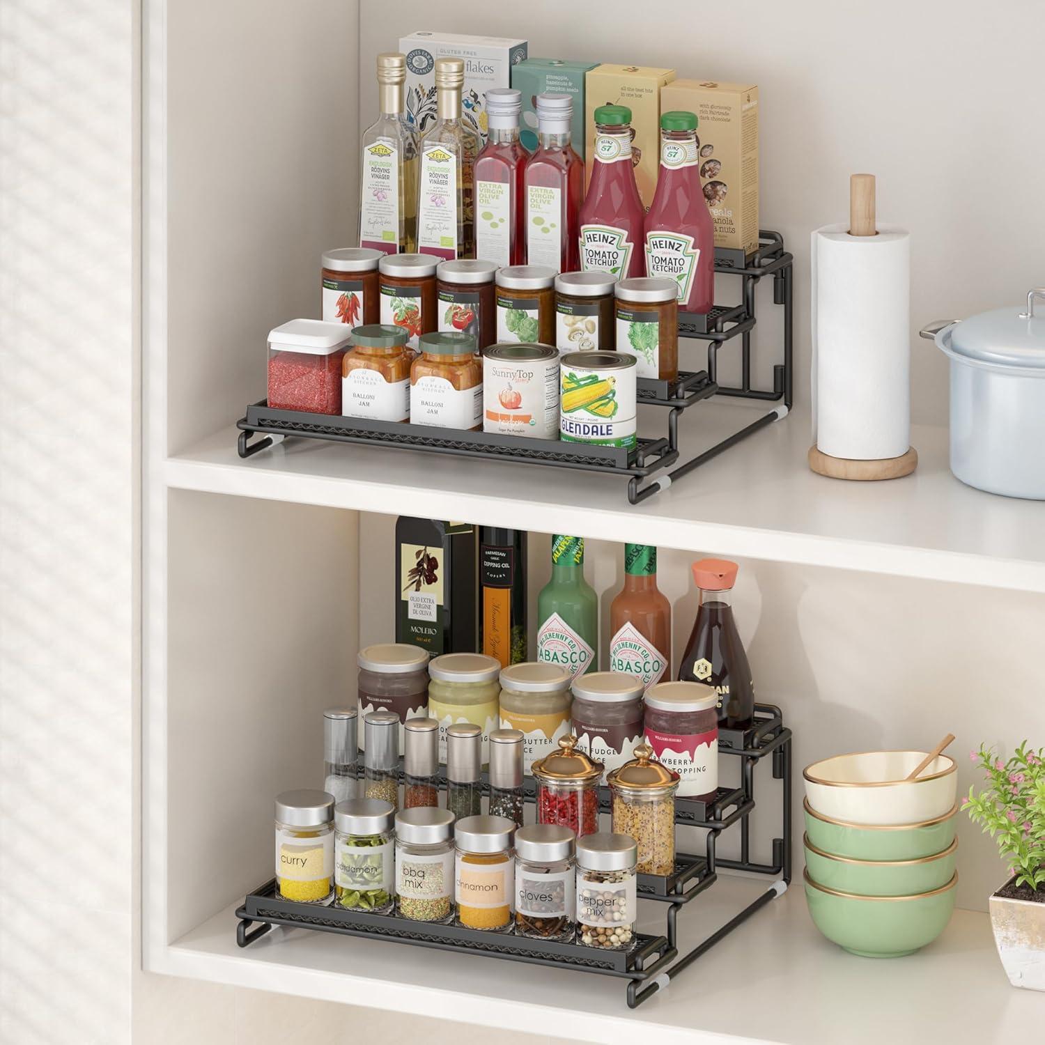 Estante Organizador de Especias Expandible LUHENPING 4 Niveles Negro