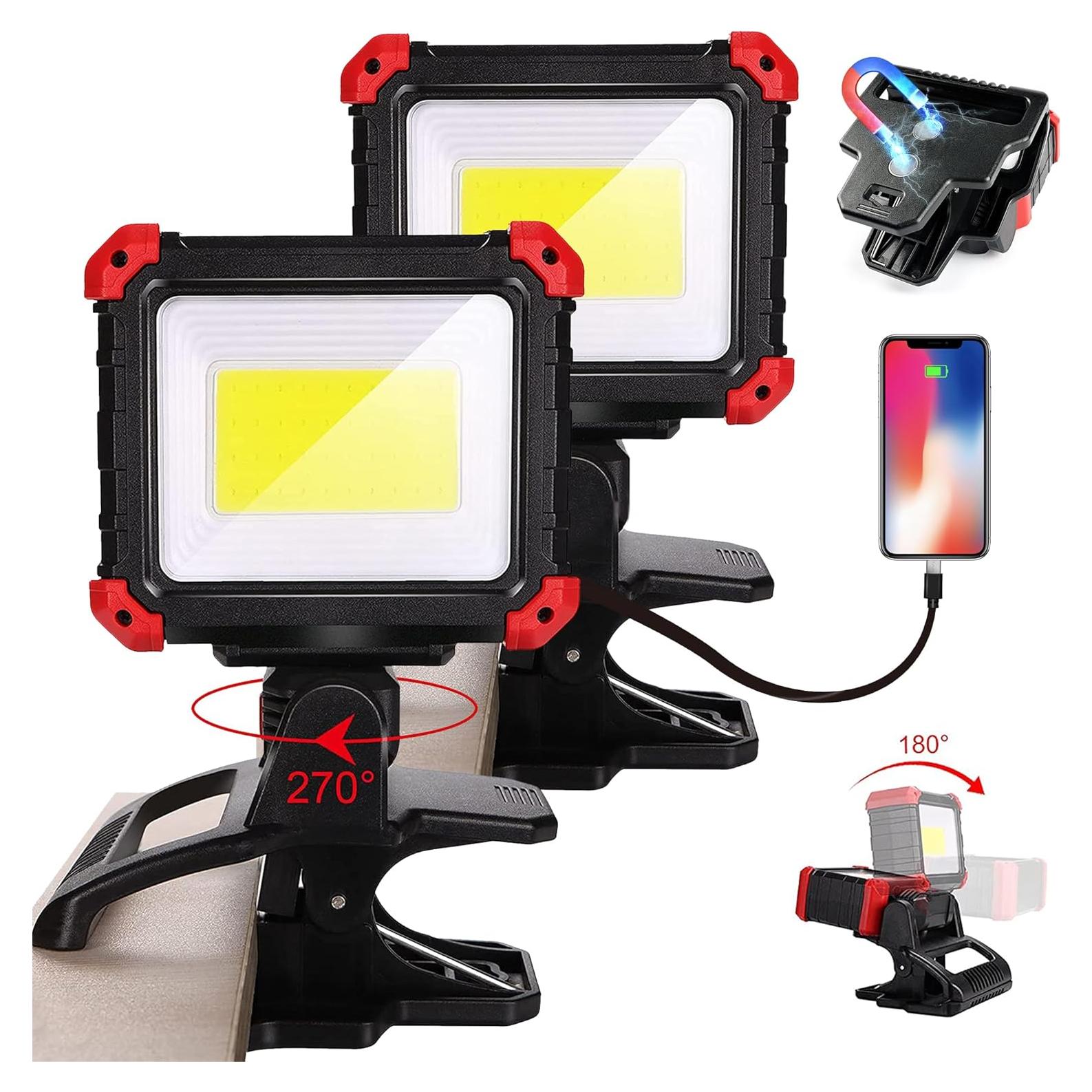 Luz de Trabajo LED Yls 2 Pack 2100LM Recargable con Clip