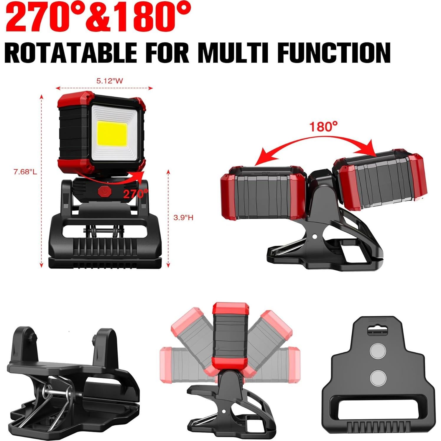 Luz de Trabajo LED Yls 2 Pack 2100LM Recargable con Clip