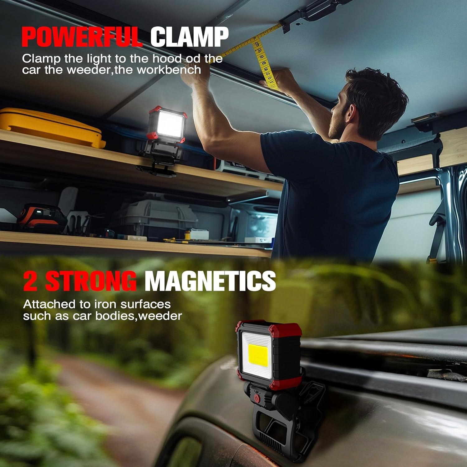 Luz de Trabajo LED Yls 2 Pack 2100LM Recargable con Clip