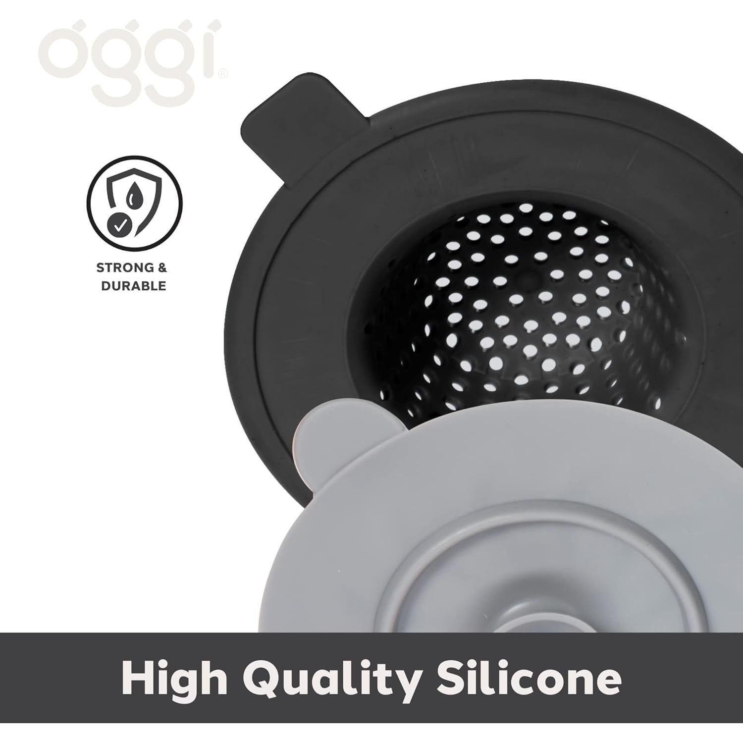 Conjunto colador y tapón de silicona OGGI 11.7 cm negro