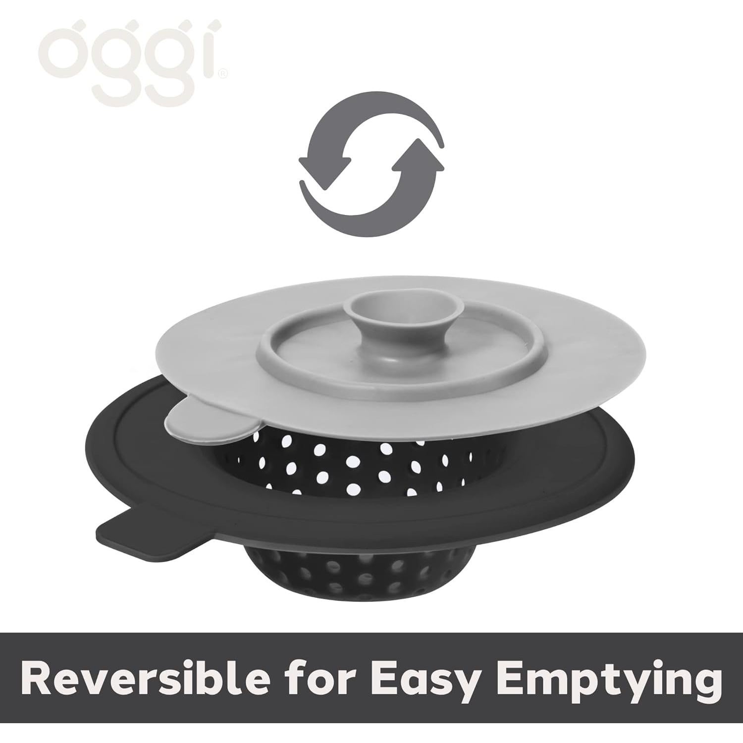 Conjunto colador y tapón de silicona OGGI 11.7 cm negro