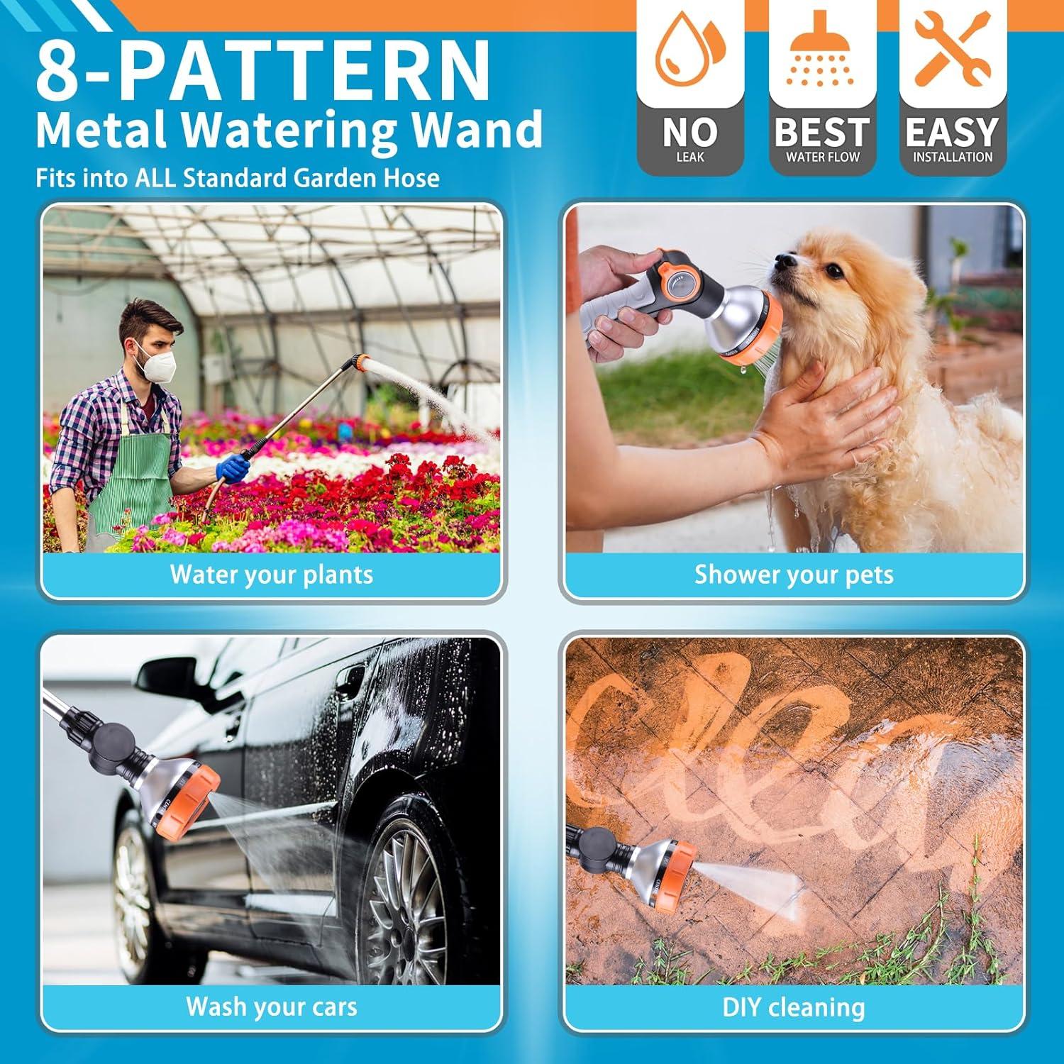 Varita de Riego RUODON Juego de 2 con 8 Patrones Ajustables