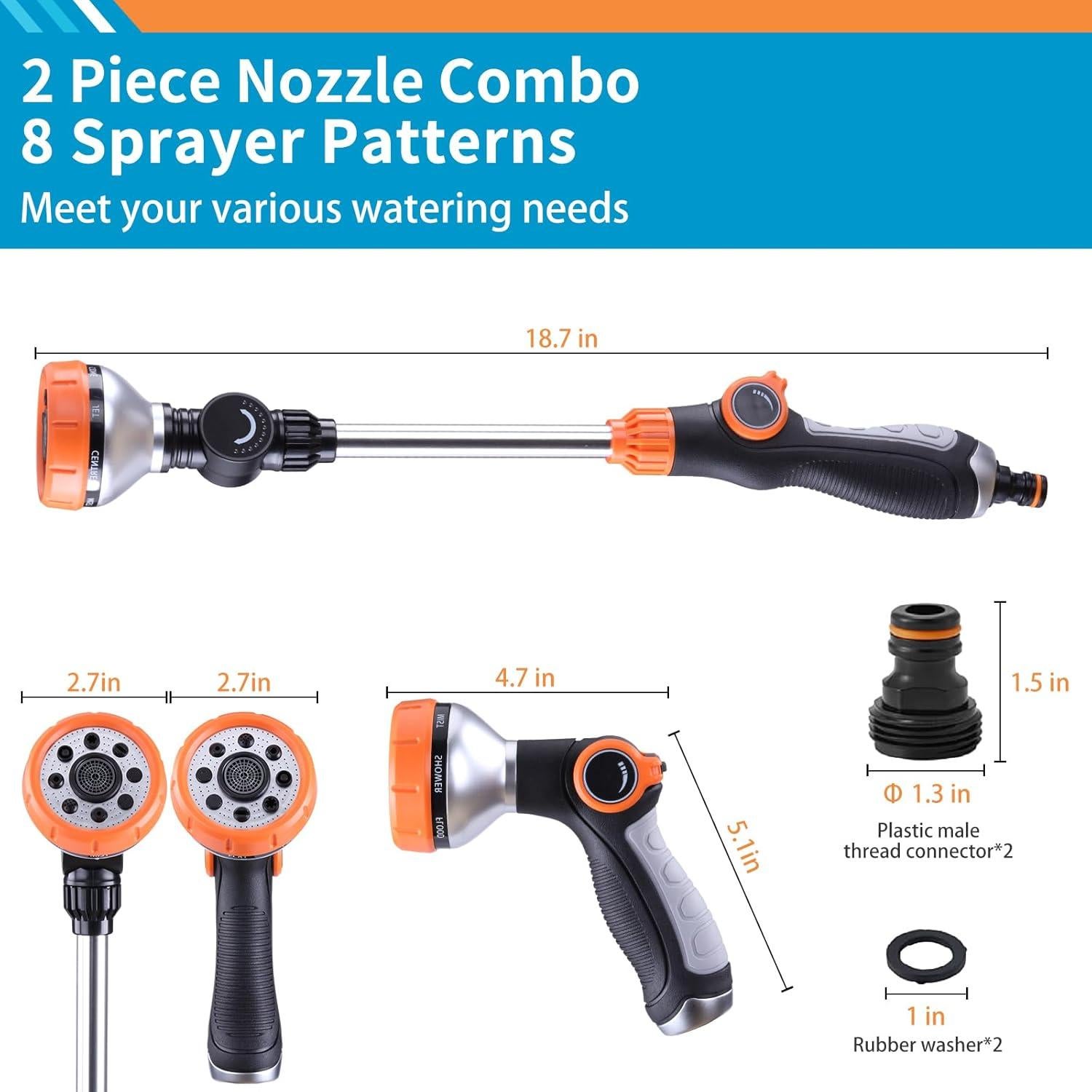 Varita de Riego RUODON Juego de 2 con 8 Patrones Ajustables