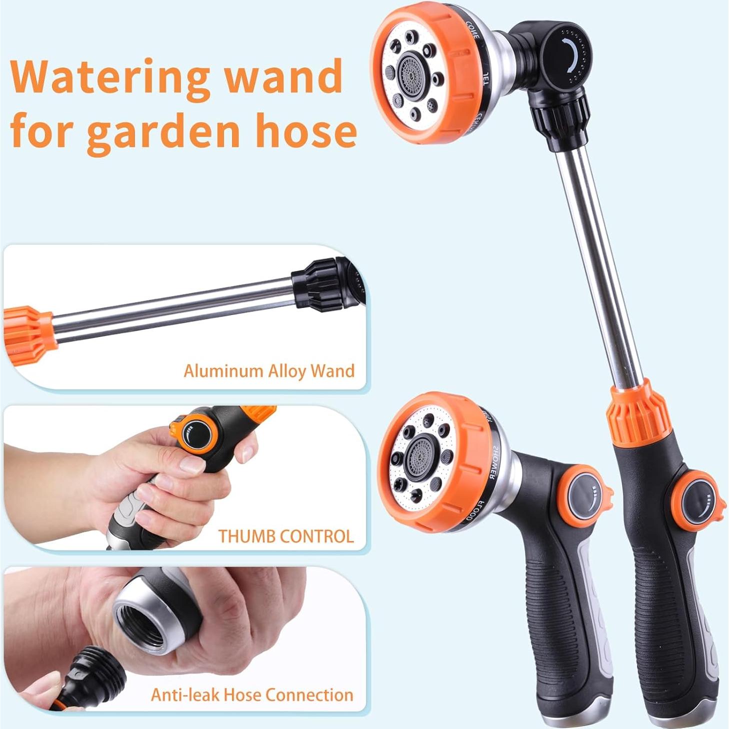 Varita de Riego RUODON Juego de 2 con 8 Patrones Ajustables