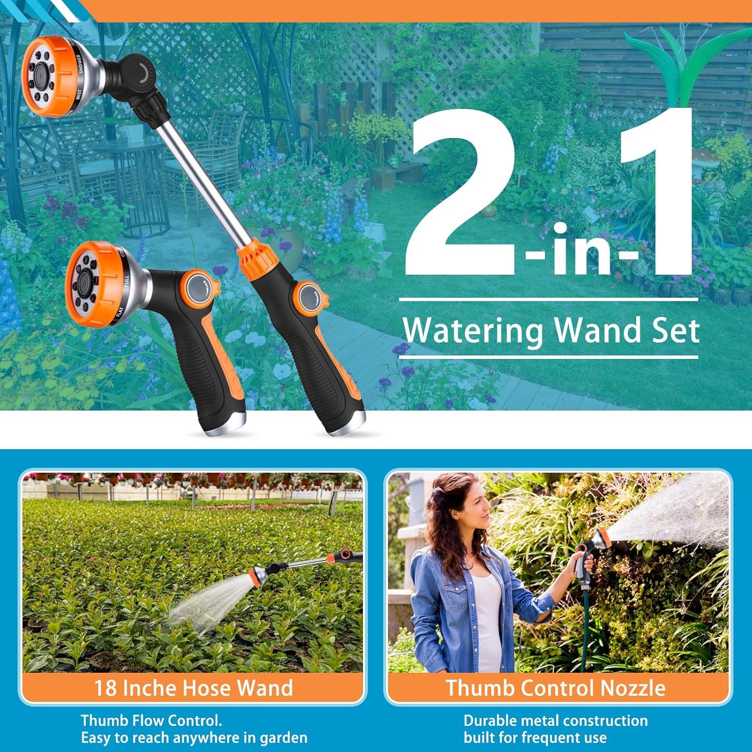 Varita de Riego RUODON Juego de 2 con 8 Patrones Ajustables