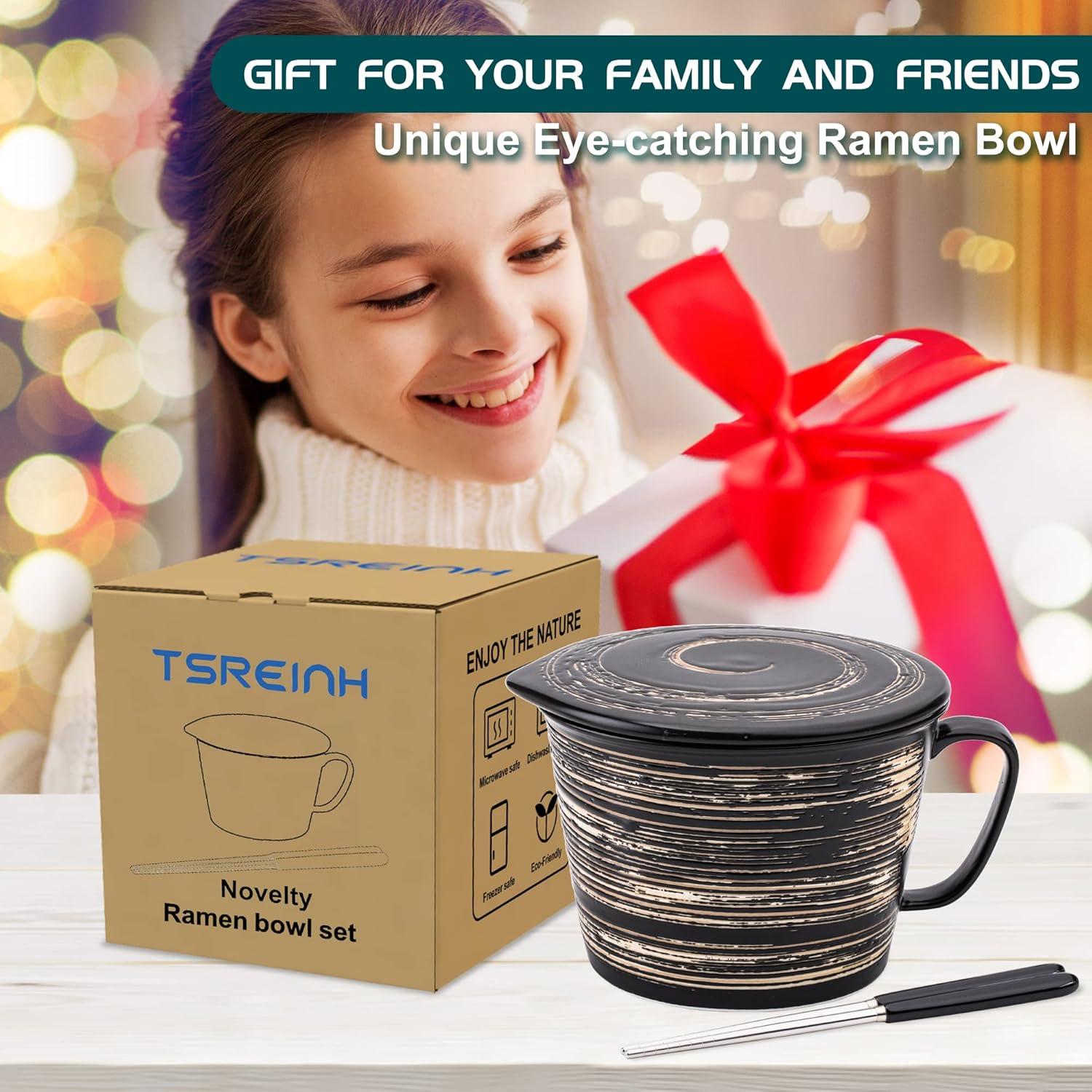 Juego de Tazones de Ramen Tsreinh Cerámica 850 ml Negro