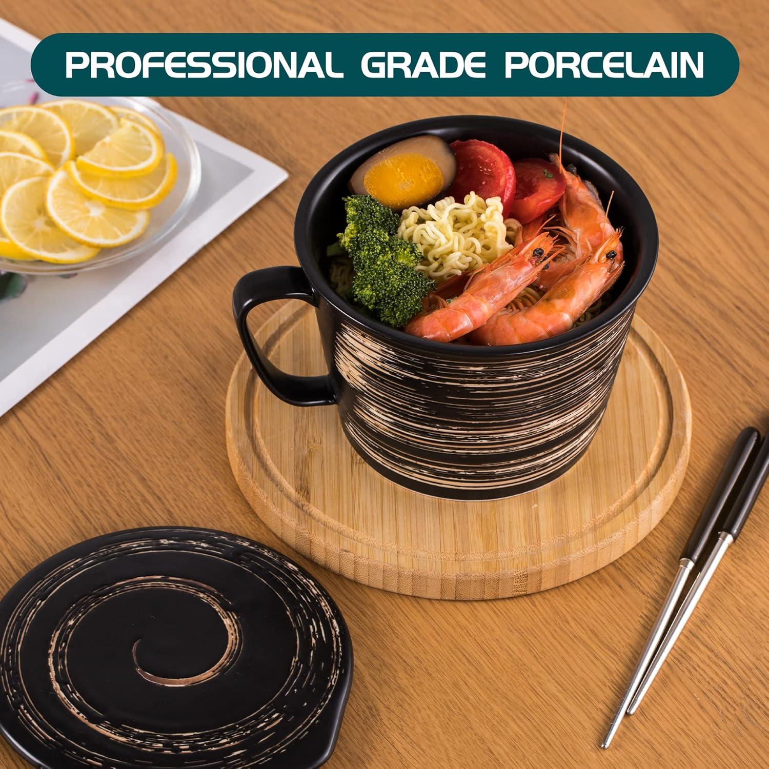 Juego de Tazones de Ramen Tsreinh Cerámica 850 ml Negro