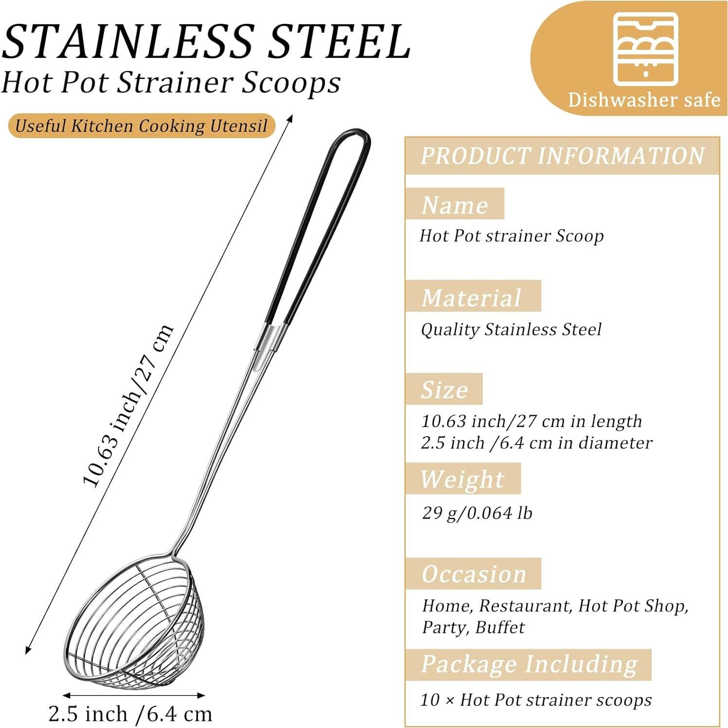 Cucharas Coladoras de Acero Inoxidable Geiserailie 4 Piezas