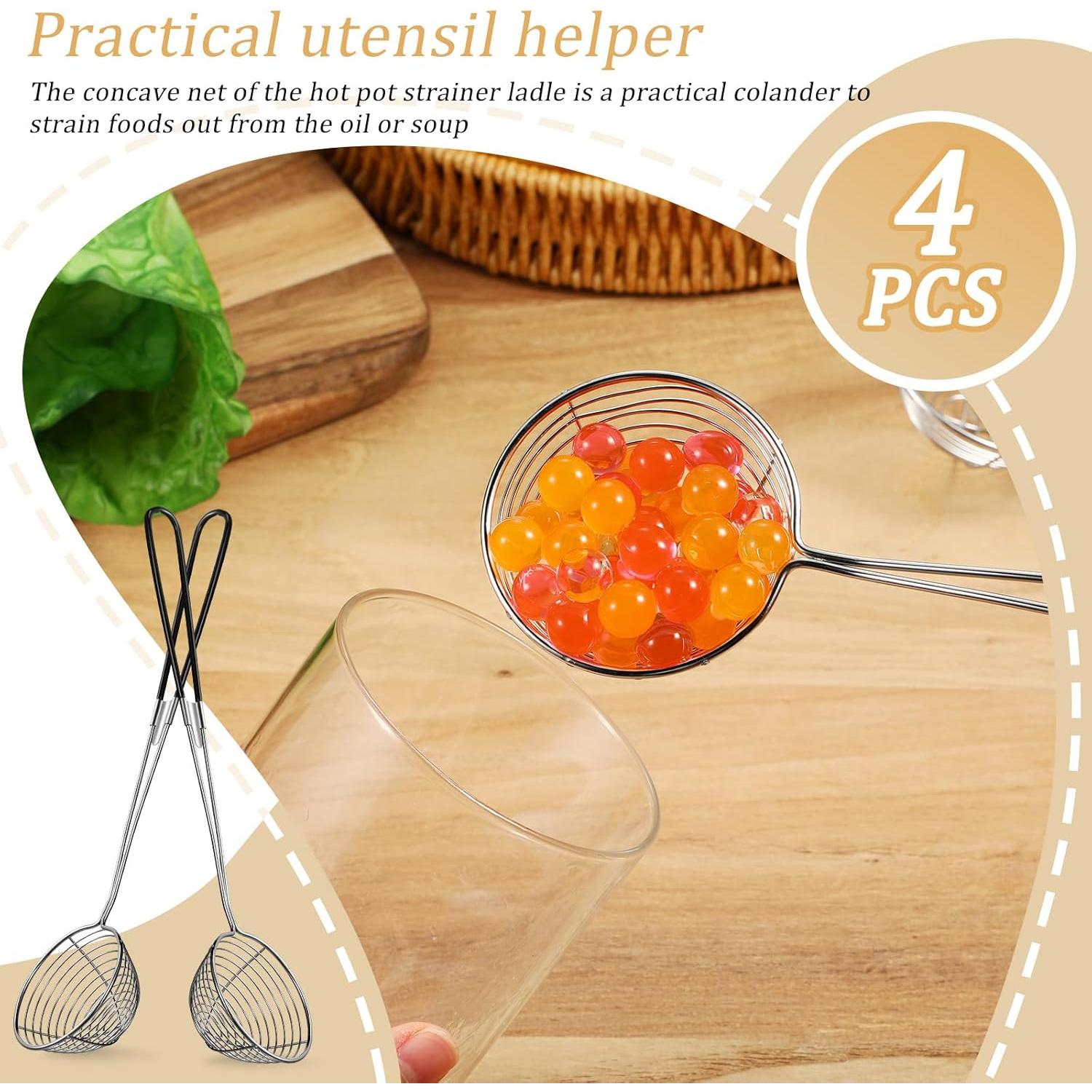 Cucharas Coladoras de Acero Inoxidable Geiserailie 4 Piezas